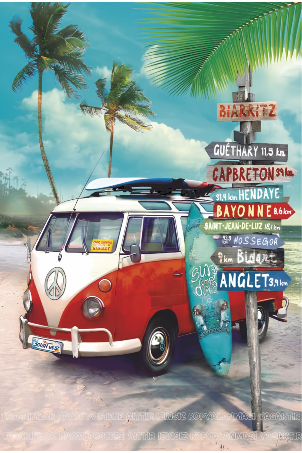 Hayat Poster karavan kampı eğlence vosvos wan klasik nostaljik araba ev dekorasyon tablo retro ahşap poster