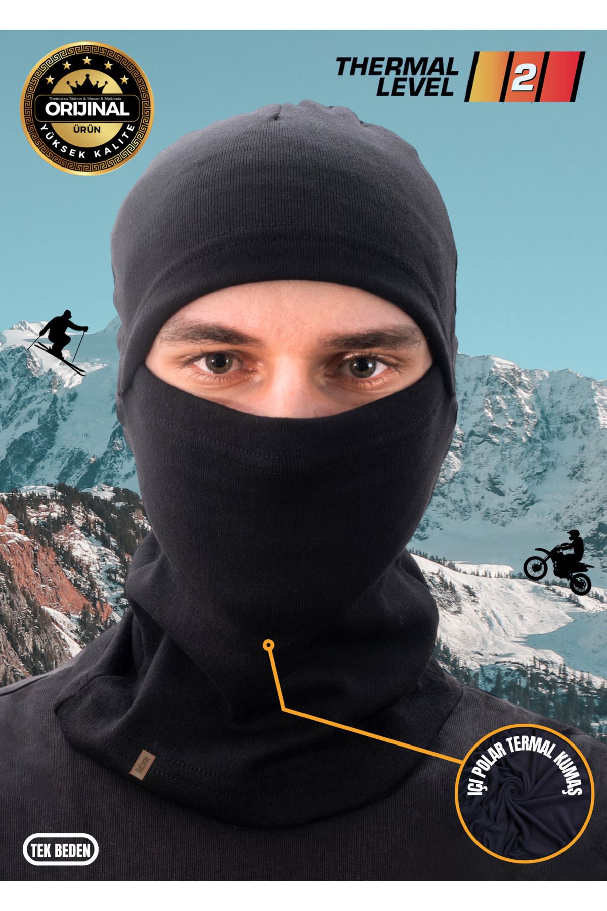 mottomia Motorcu Kayakçılar Ve Kuryeler Için Outdoor Termal Kar Maskesi, Motor Kaskı Içi Beresi (LEVEL 2)