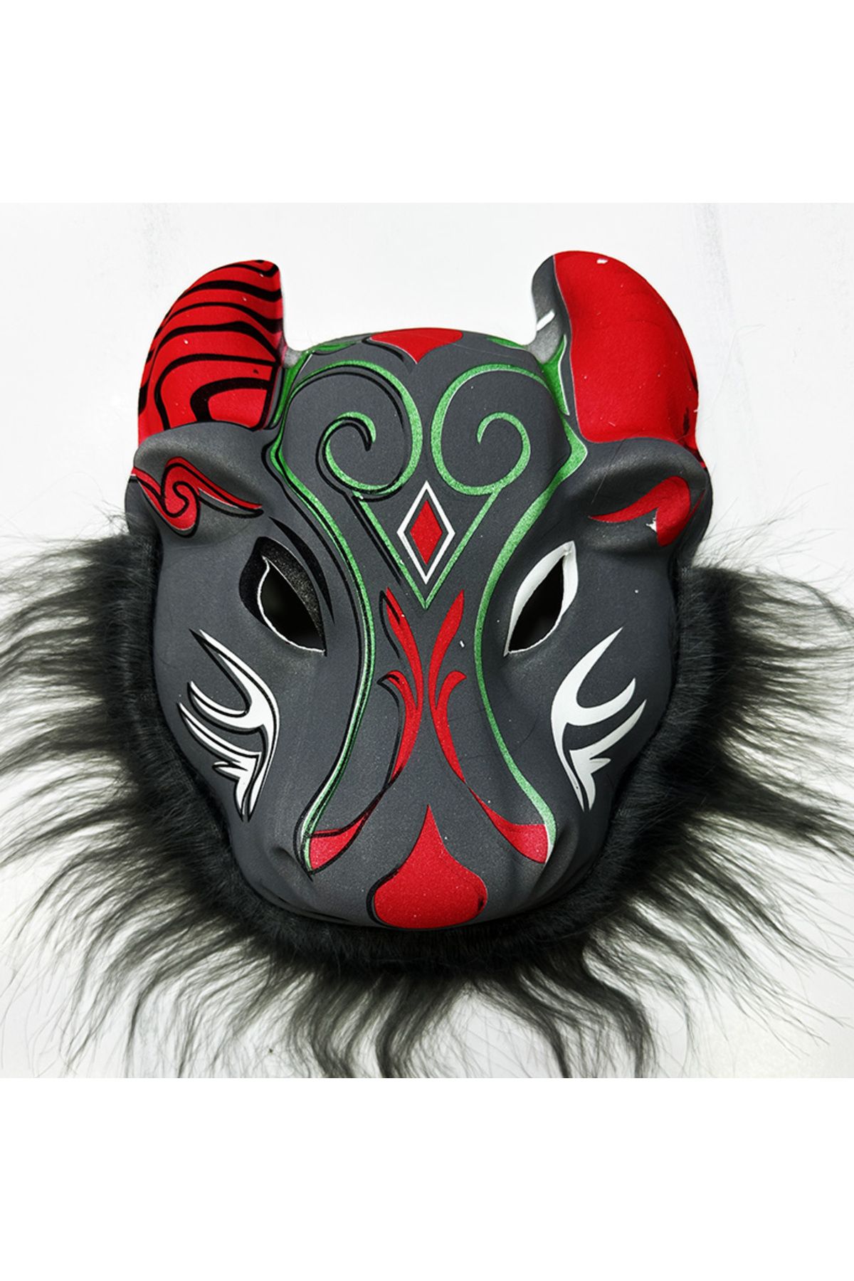 ERTEN Bufalo Maskesi - Kırmızı Boynuzlu Bufalo Maskesi Yetişkin Çocuk Uyumlu Model 4 (4352)