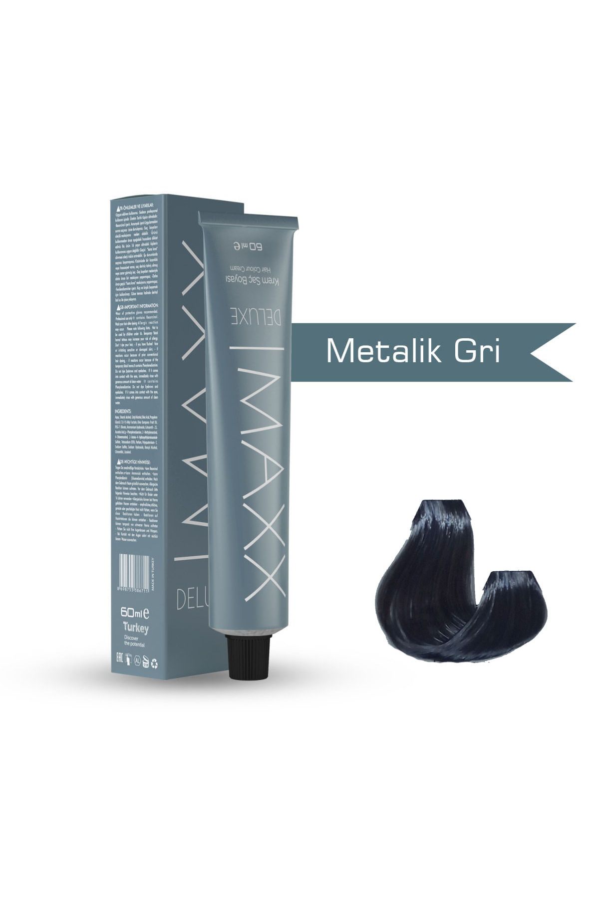 MAXX DELUXE Tüp Boya Metalik Gri 60 ml X 4 Adet Sıvı Oksidan 4 Adet