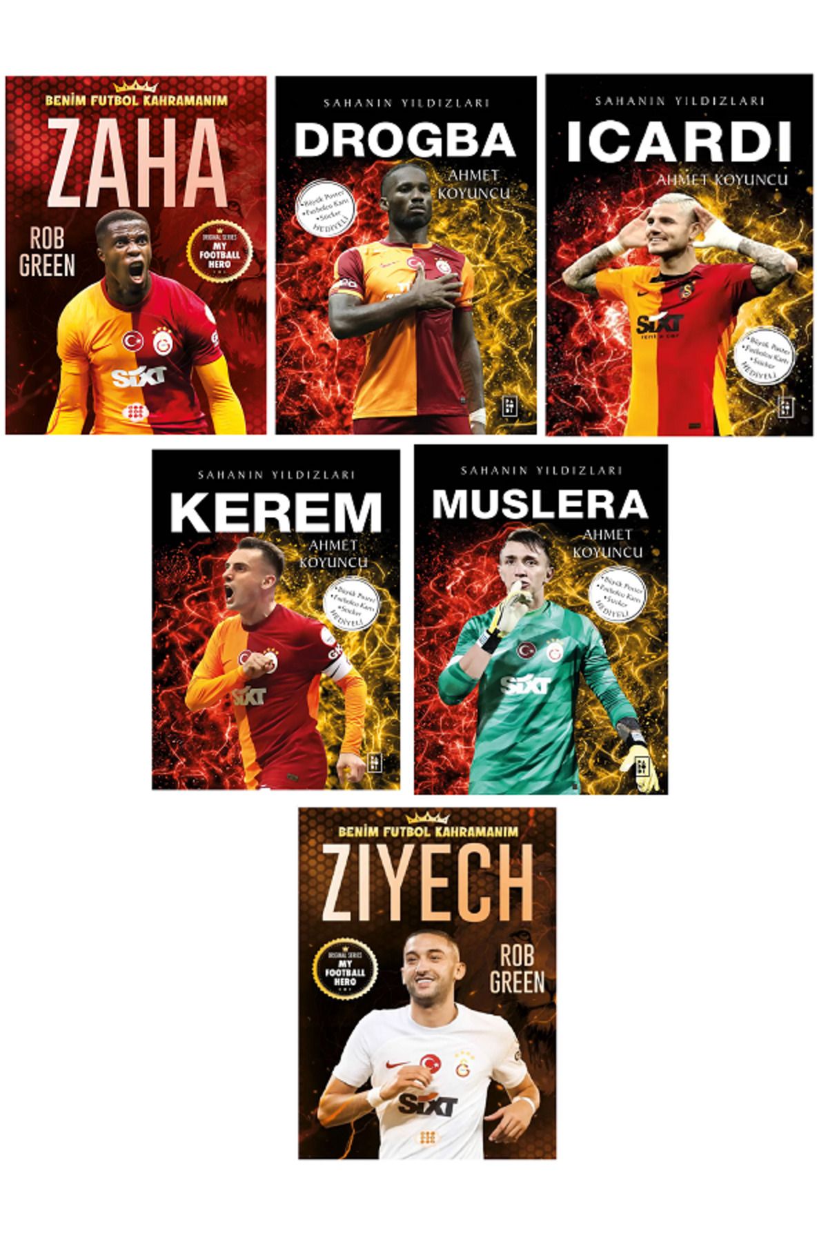 Parodi Yayınları ZAHA DROGBA KEREM ZİYECH Sahanın Yıldızları (Büyük Poster Sticker Futbolcu Kartı HEDİYELİ) 6 KİTAP