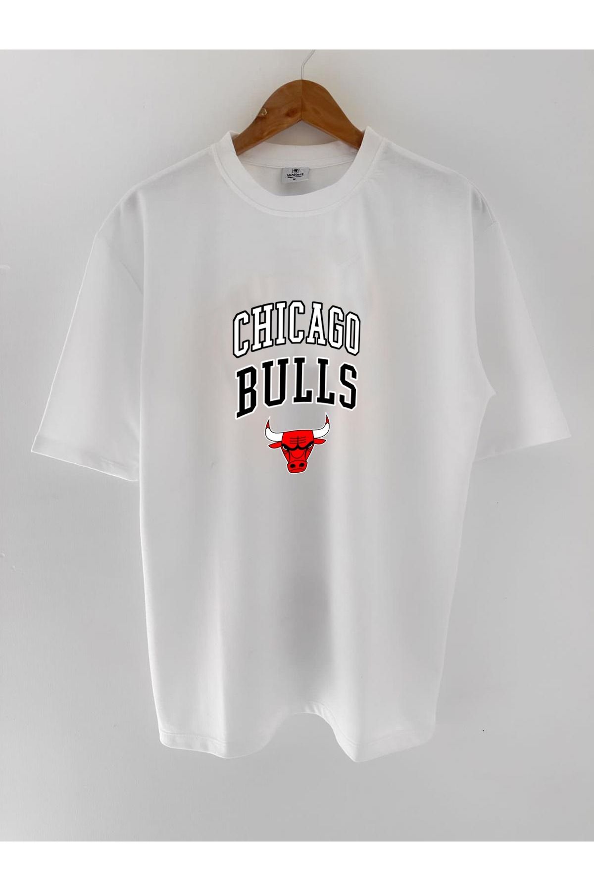 Wolters Outdoors Çocuk Erkek Chicago Bulls Oversize Baskılı Pamuklu Bisiklet Yaka Kısa Kollu T-shirt