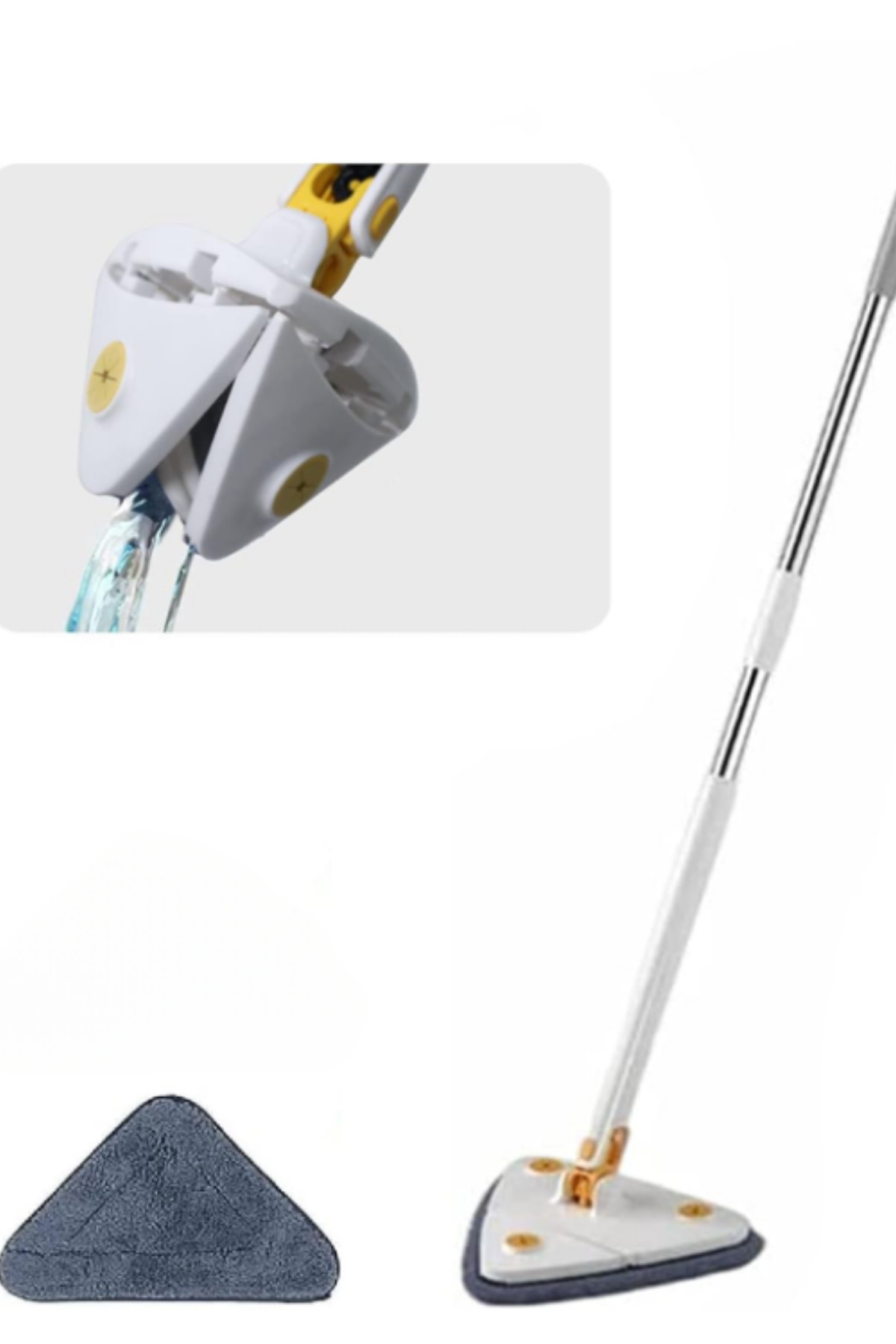 ESNAFDEDE Üçgen Mop Sıkmalı Fayans Ahşap Mermer Temizleme Cam Silme