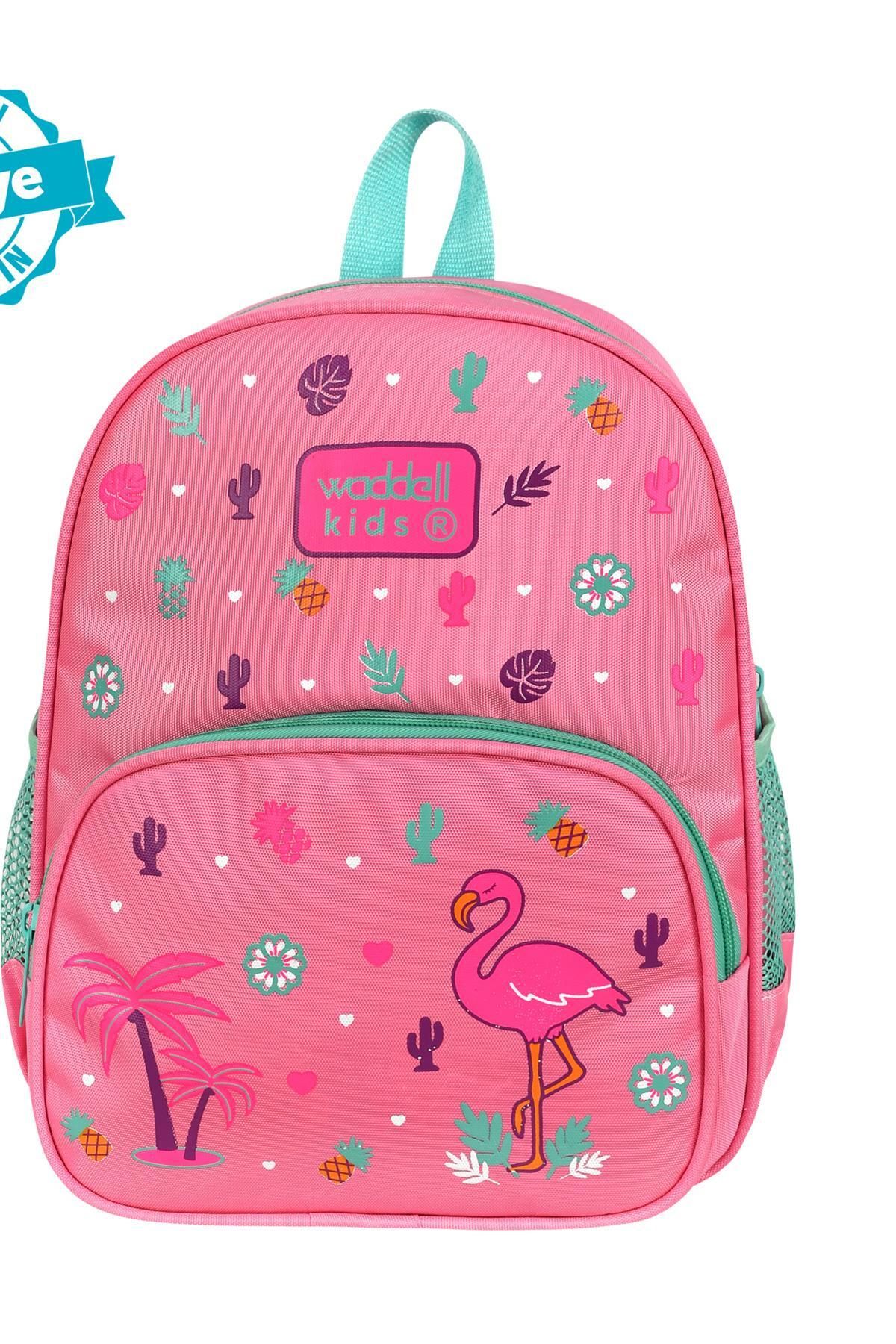 Waddell Lisanslı Pembe Flamingo Desenli Anaokulu Kreş Okul Öncesi Çocuk Sırt Çantası