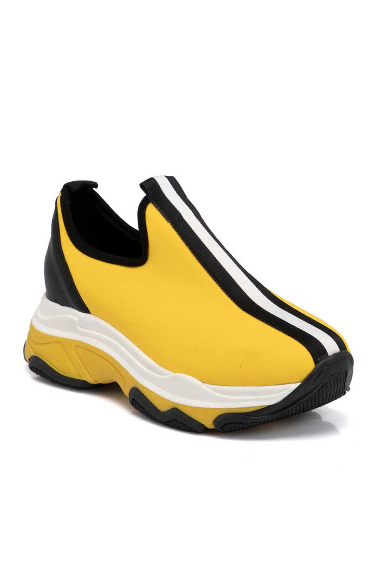 Tergan Sarı Deri-Tekstil Kadın Sneaker - K21I1AY65421-Q0A