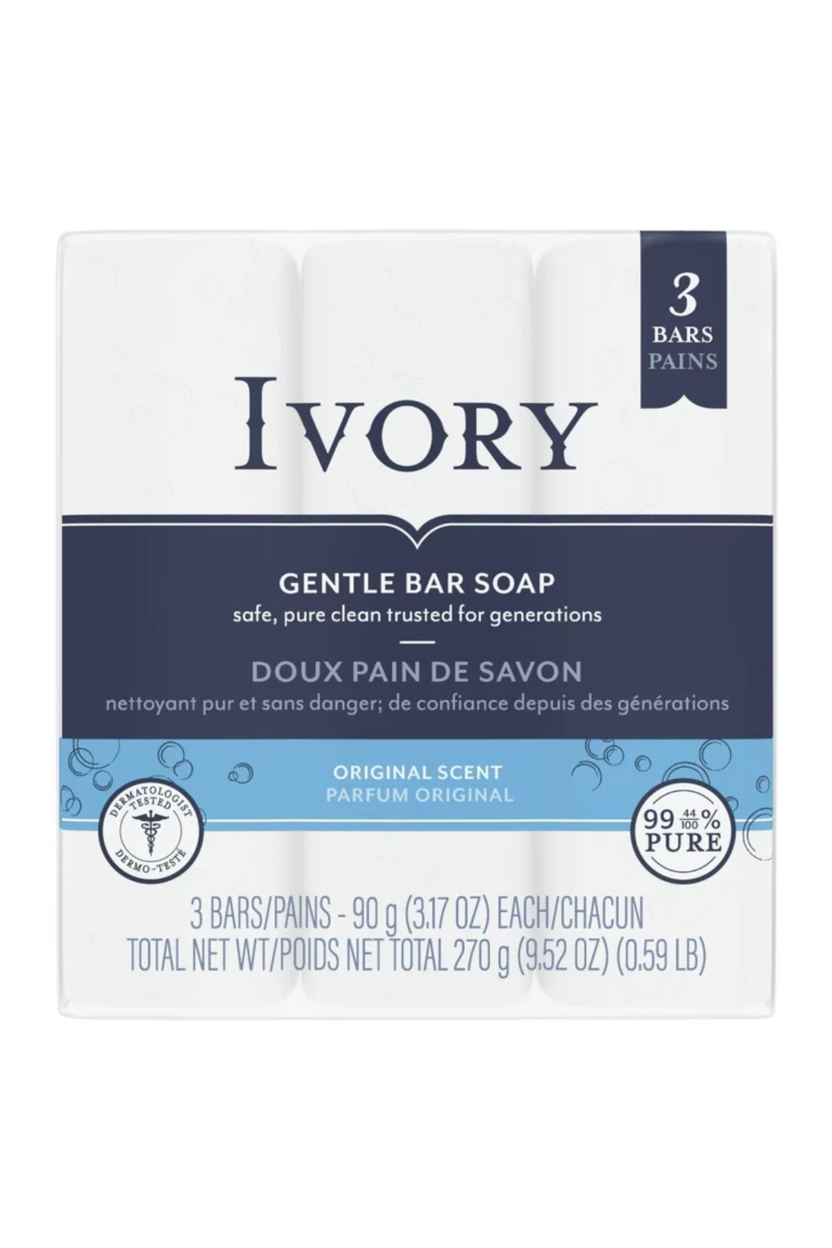 Irish Spring Ivory Gentle Bar Soap 3bar 90 gr.
