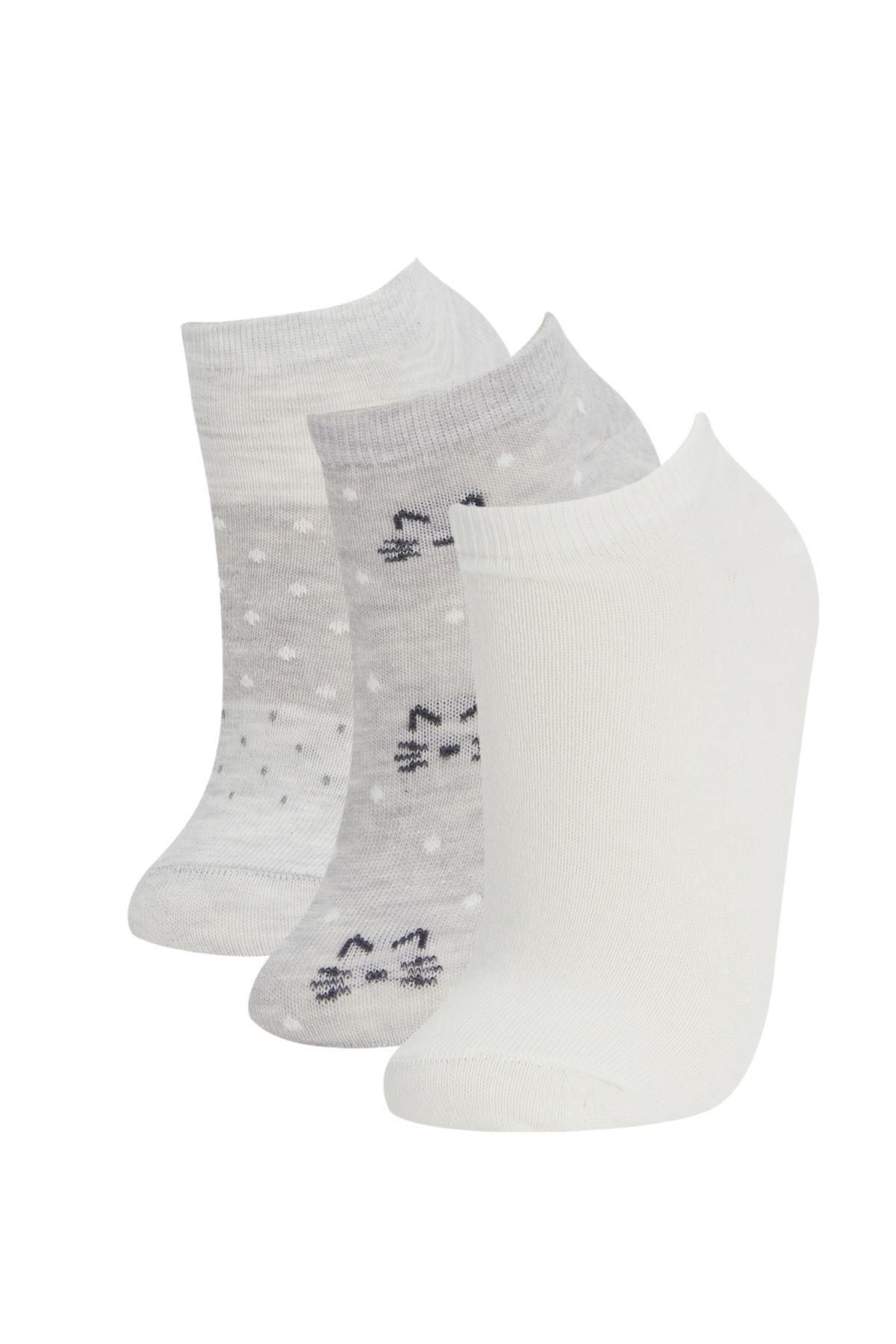 Defacto Kadın Desenli 3lü Patik Çorap N0788azns