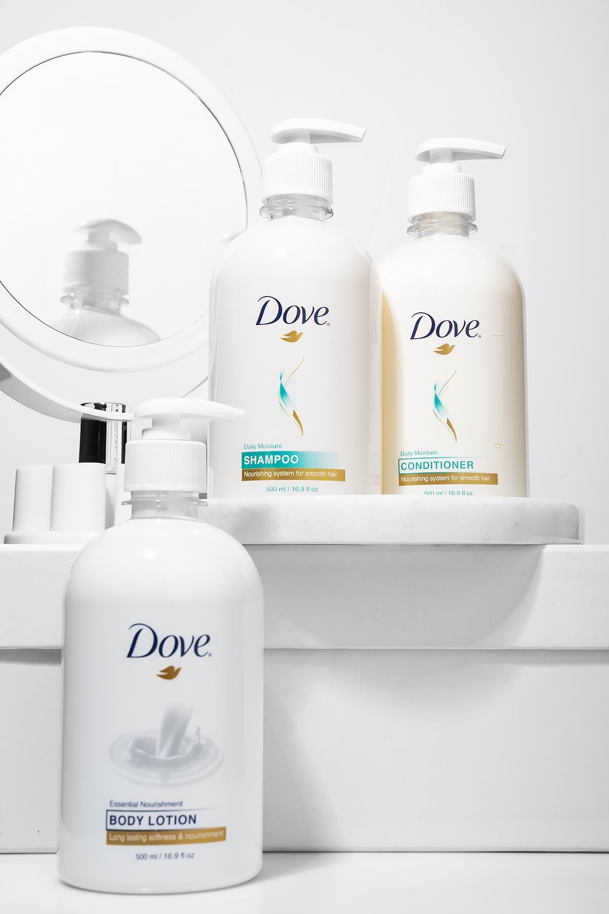 Dove Nemlendirici Şampuan 500 ml Saç Kremi 500 ml Vücut Losyonu 500 ml