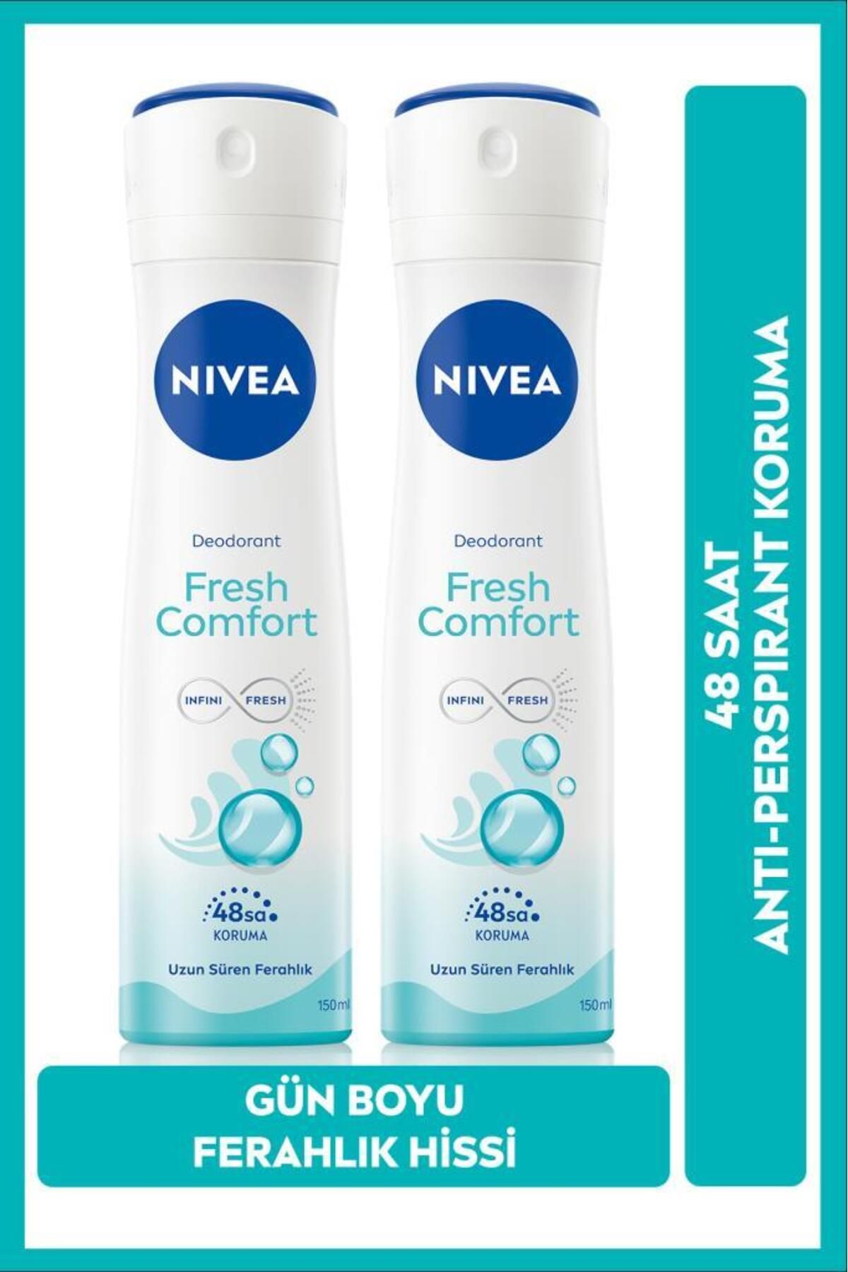 NIVEA Kadın Sprey Deodorant Fresh Comfort 48 Saat Koruma 150mlx2