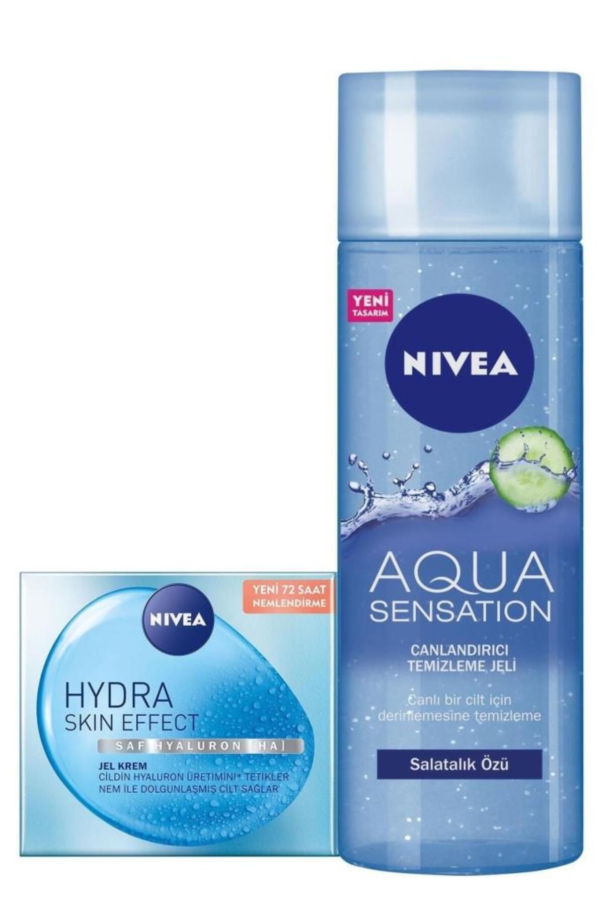 NIVEA Hydra Skin Effect Nemlendirici Jel Krem 50ml Ve Aqua Sensation Yüz Temizleme Jeli 200ml