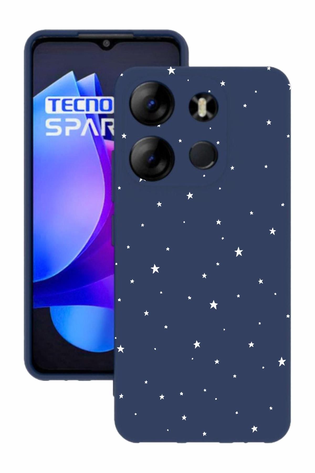 Tecno Spark Go 2023 Baskılı Ve Kamera Korumalı Lacivert Renk A Kalite Silikon Kılıf