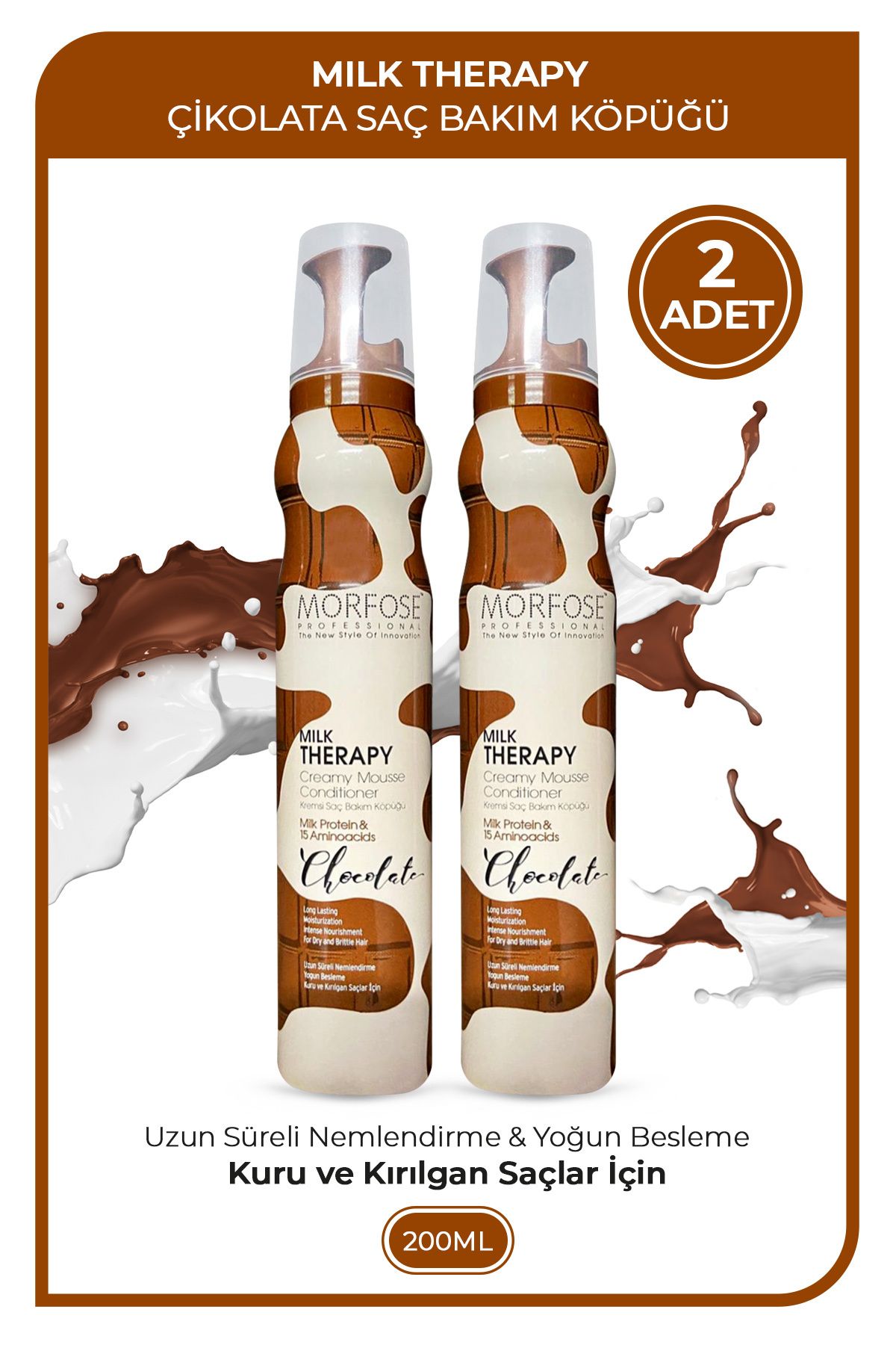 Morfose Milk Therapy Saç Köpüğü Chocolate 200 Ml 2 Adet