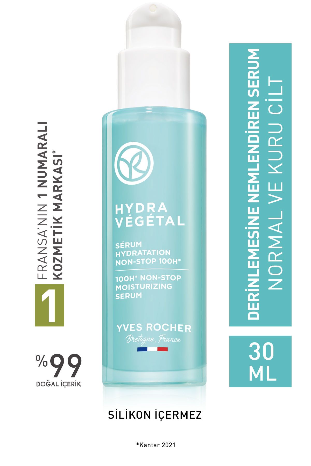 Yves Rocher Normal ve Kuru Ciltler için Hydra Vegetal-Hyaluronik Asit&Aloe Vera-Derinlemesine Nemlendiren Serum