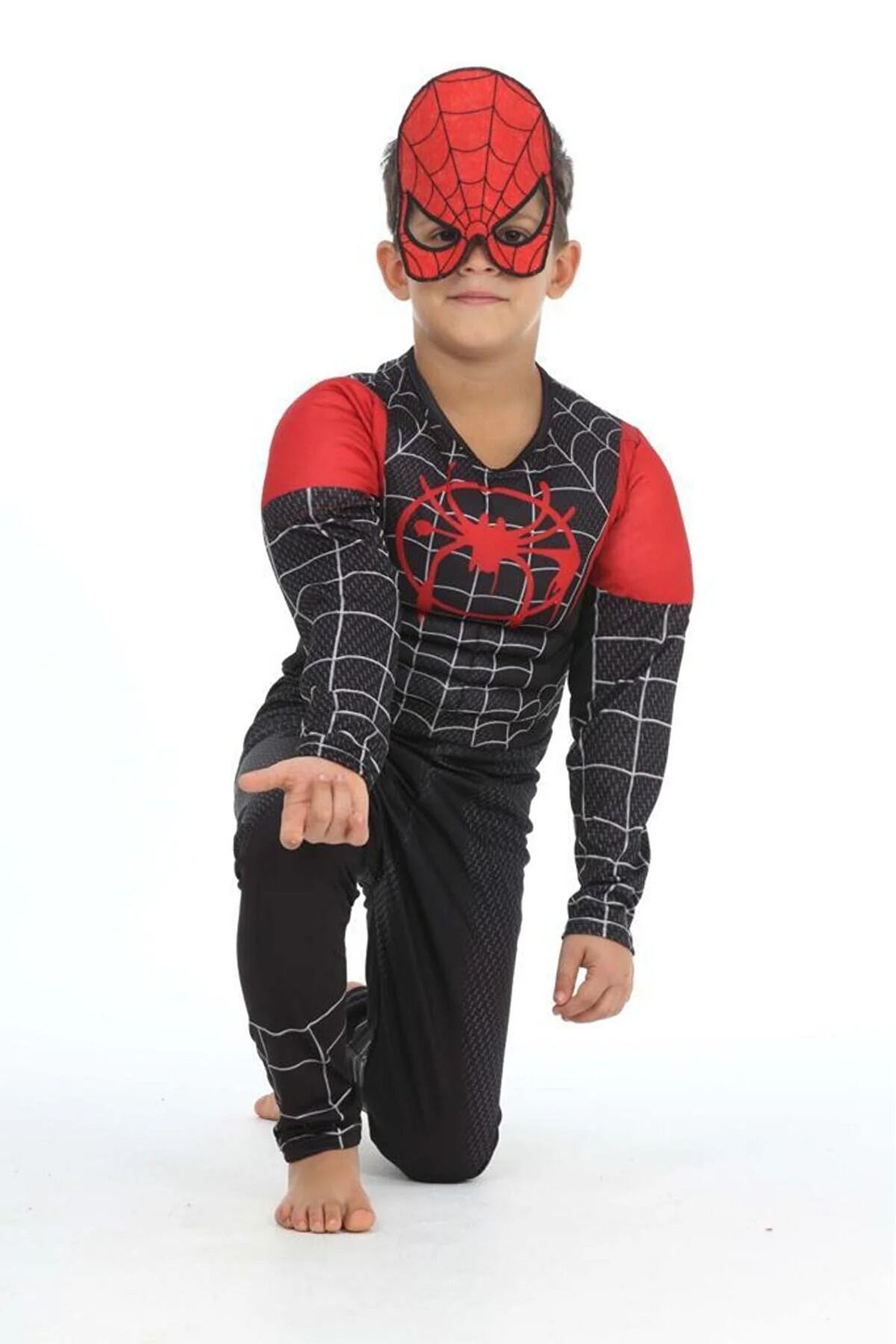 Spiderman kostümü kaslı çocuk spiderman kostümü maskeli örümcek adam parti özel gün kıyafeti