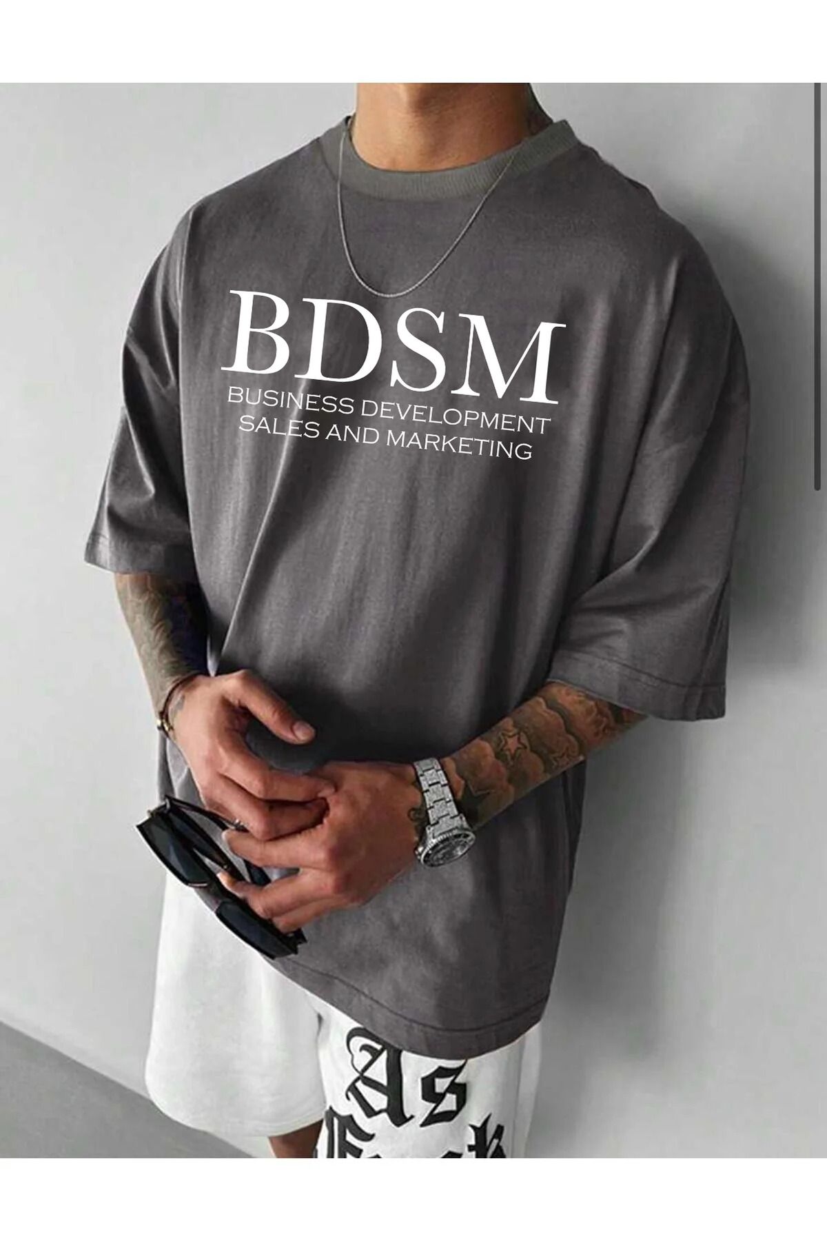 Pisa Art BDSM Tişört Duman Gri renkli Oversize T-shirt