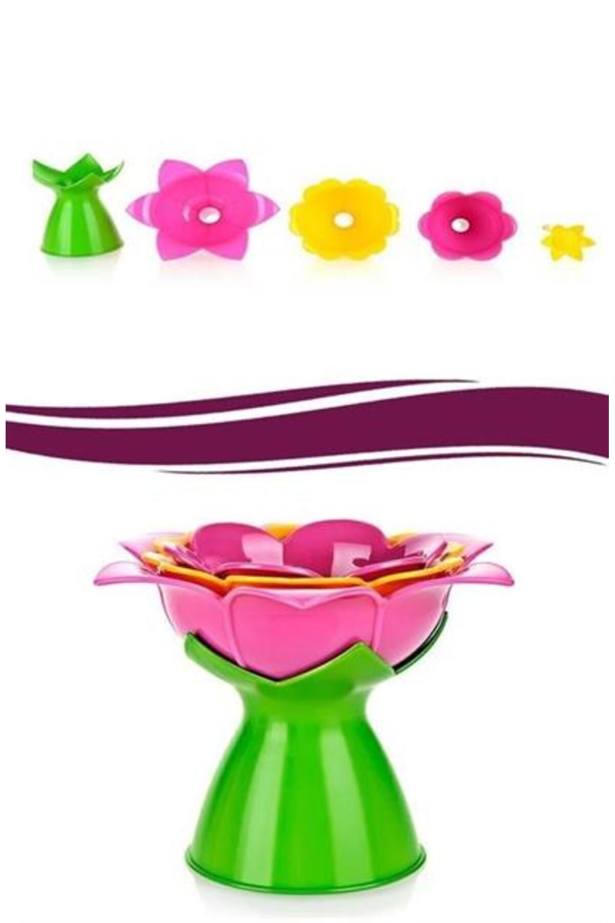 ZYD Ticaret Manolya Çiçek Tasarımlı 3 Farklı Boy Matruşka Huni Seti ve Standı