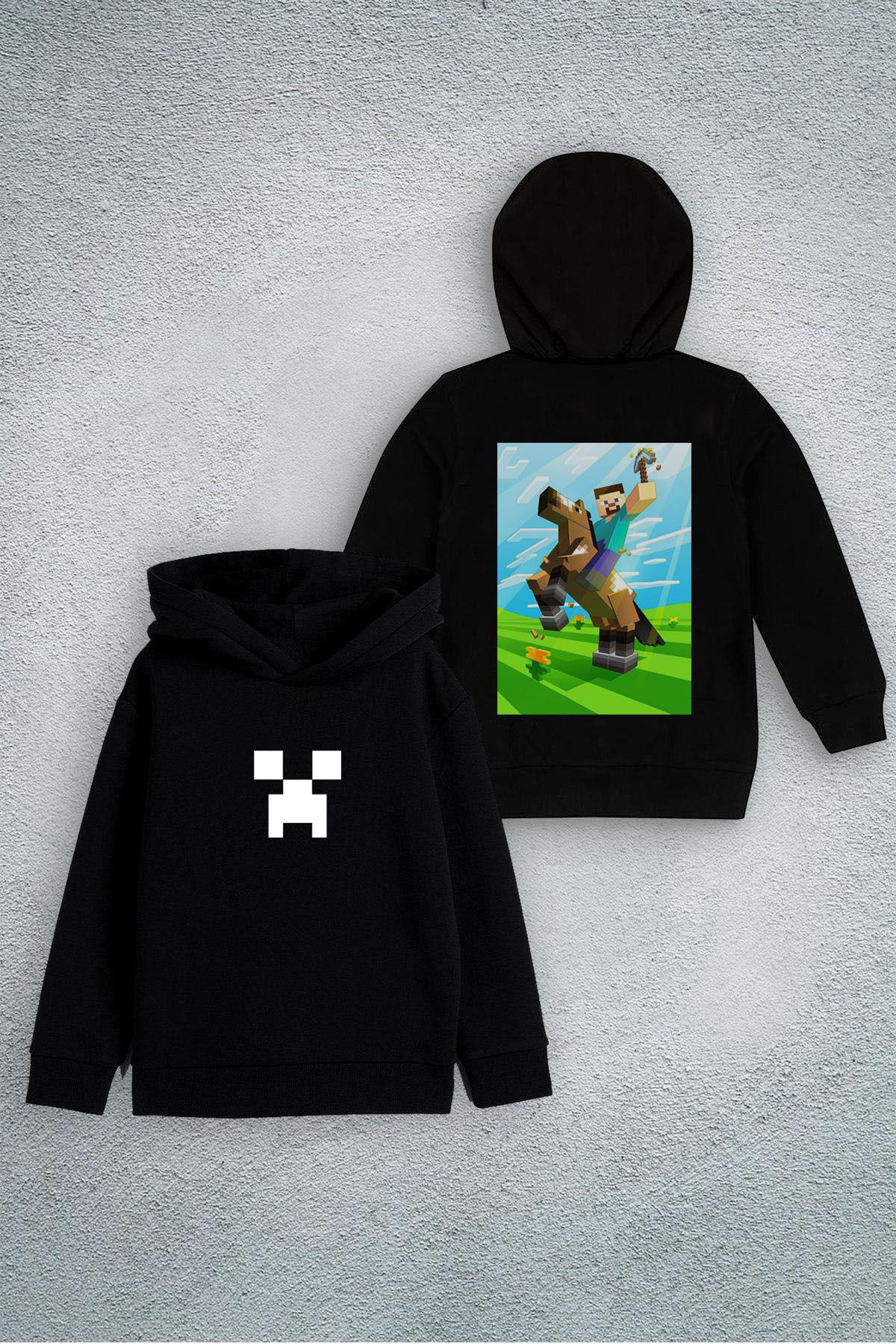Darkia Minecraft Özel Tasarım Baskılı Çocuk Kapşonlu Sweatshirt Hoodie