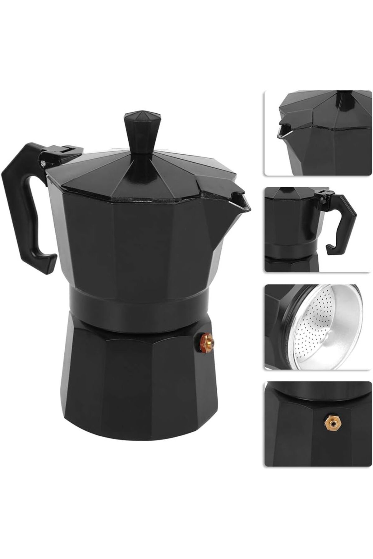 Murat Home Kolay kurulum, espresso makinesi, 150 ml ocak espresso makinesi, ev için ofis kafesi (siyah)