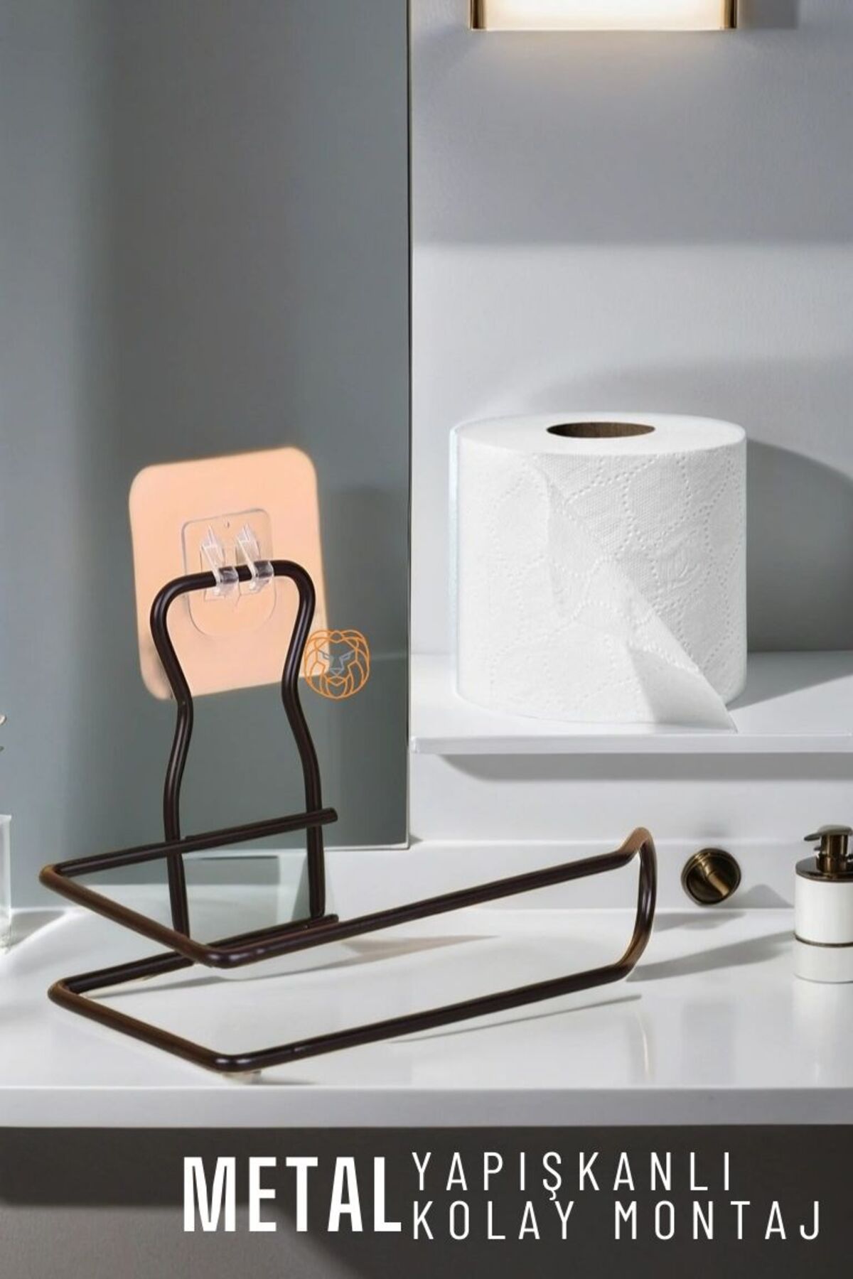Transformacion Tuvalet Kağıdı Havlu Tutucu Metal Pratik Yapışkanlı