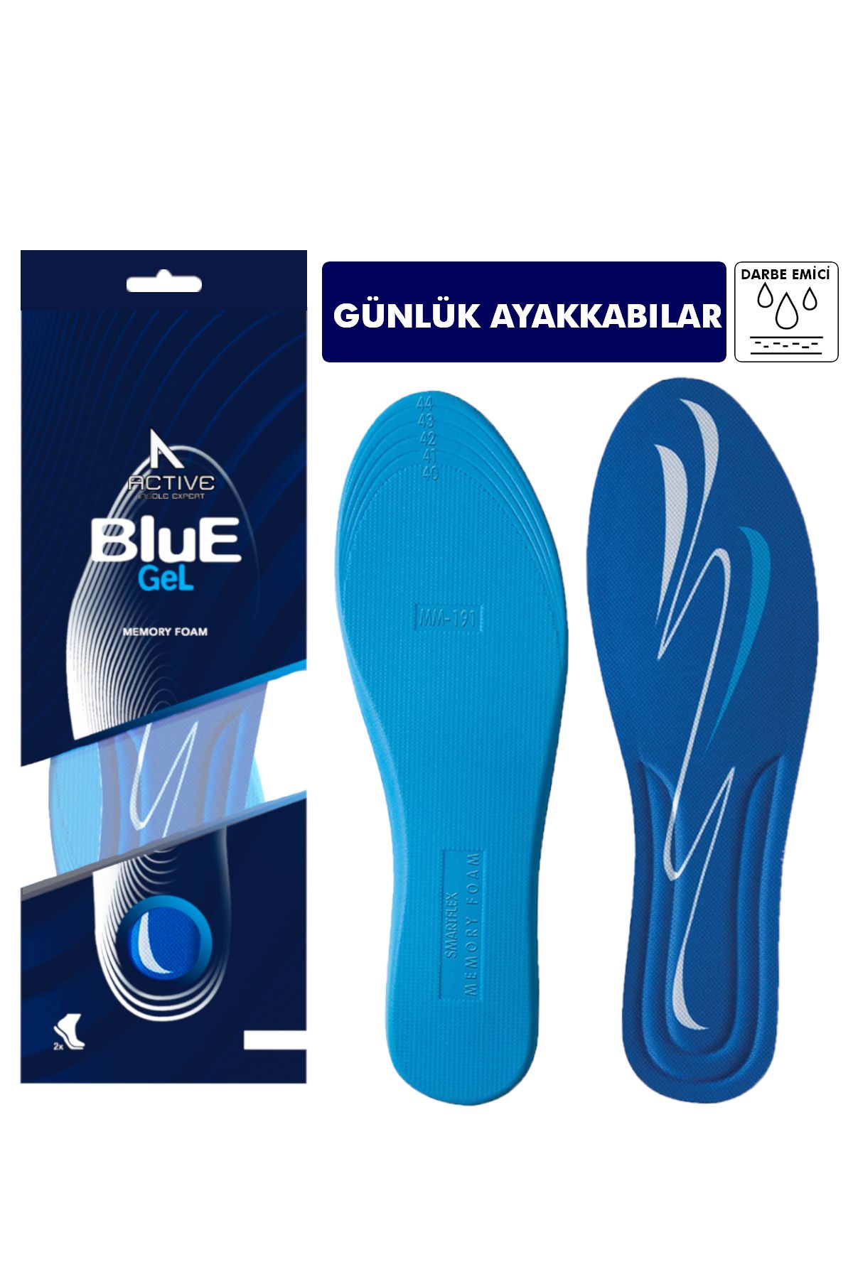 Blue Gel Memory Foam, Günlük Ayakkabılar Için Darbe Emici Yumuşak Ayakkabı Iç Tabanı