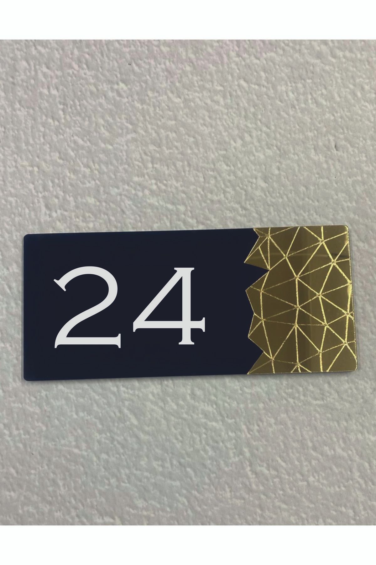 Dekokonsept BlackPearl Serisi  Pleksi Ayna Detaylı Uv Baskılı Apartman Daire Otel Ofis Kapı Numarası Kapı No:24