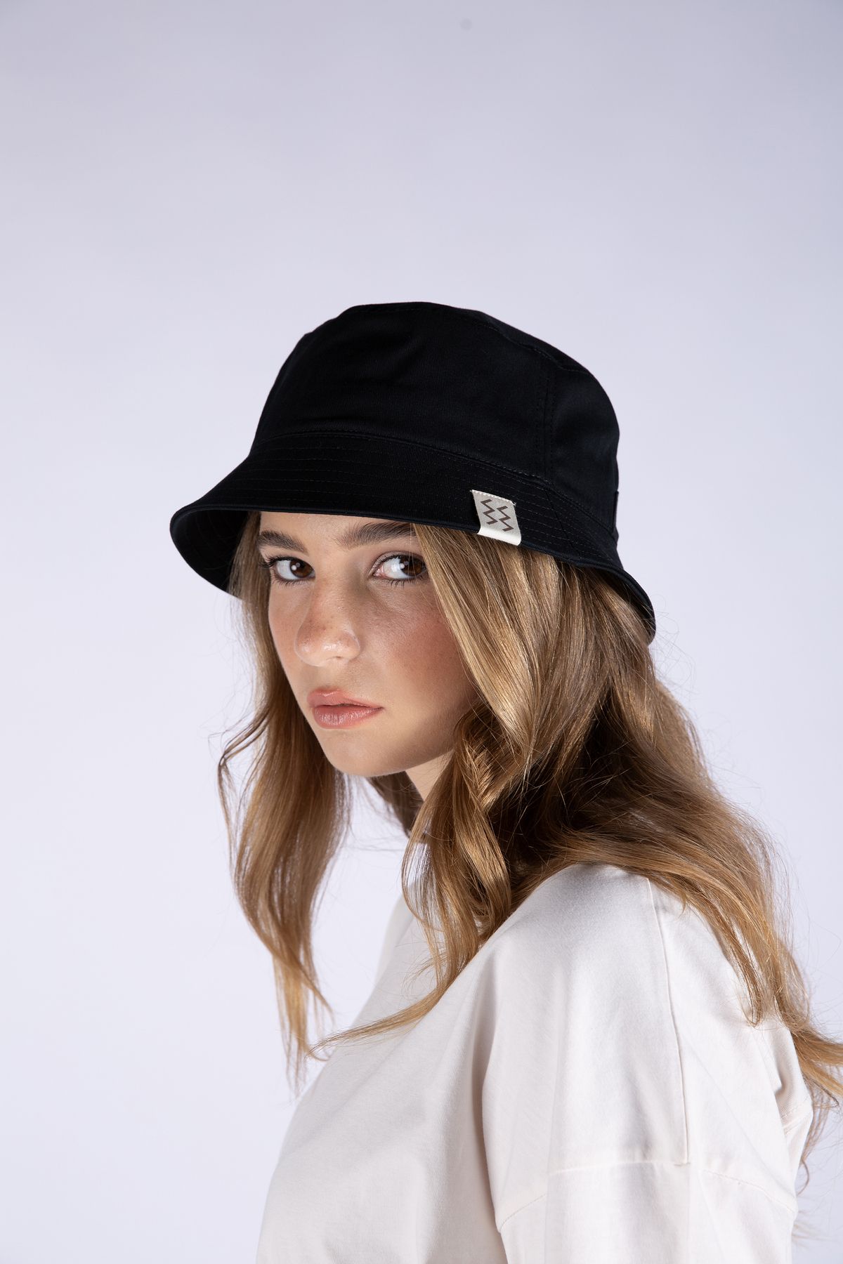 Nordbron Unisex Siyah Pamuklu Bez Etiket Detaylı Kova Bucket Şapka İç Astarlı Nakış İşlemeli Gravois