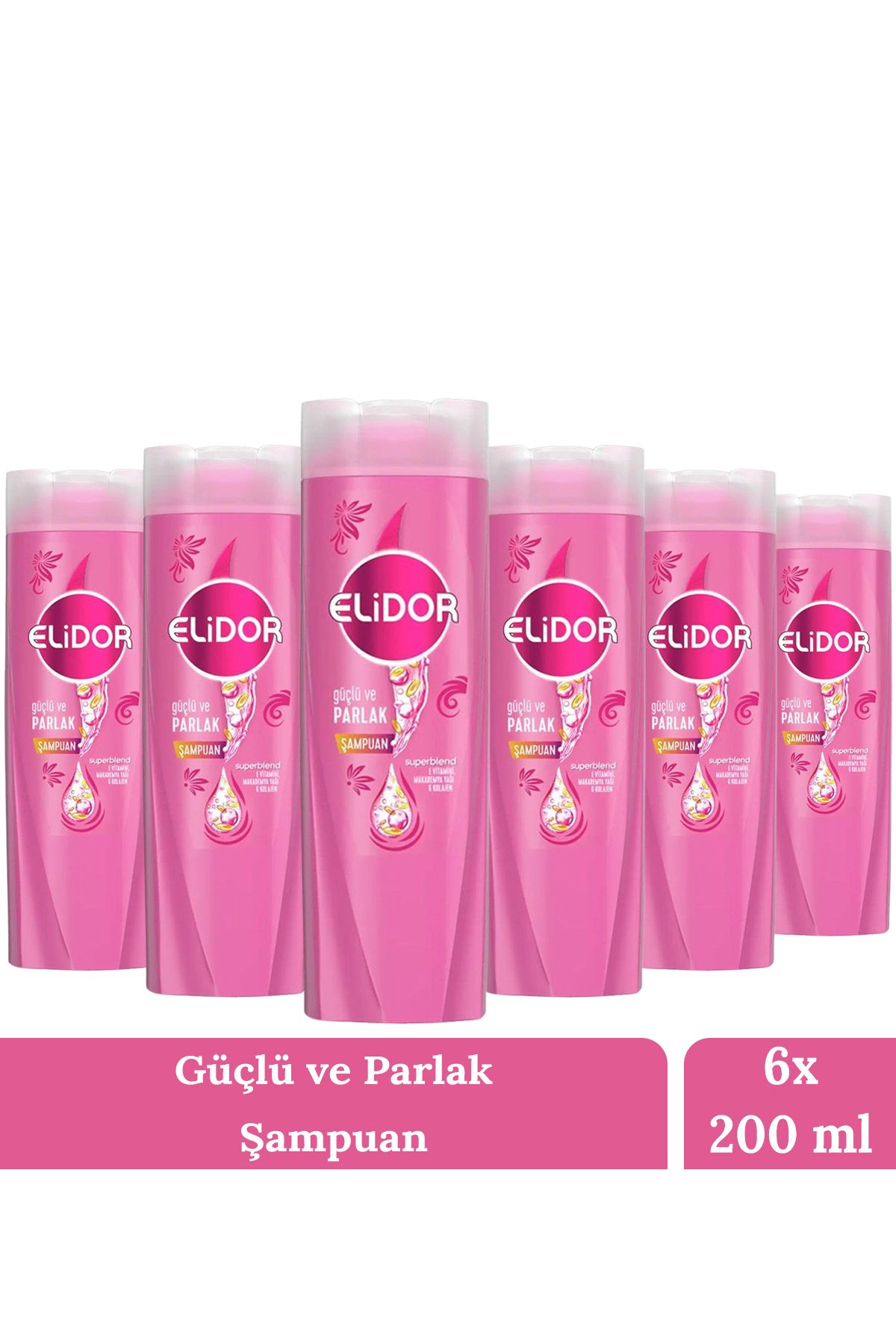Elidor Superblend Saç Bakım Şampuanı Güçlü Ve Parlak 1200ml 200 ml X 6 Adet