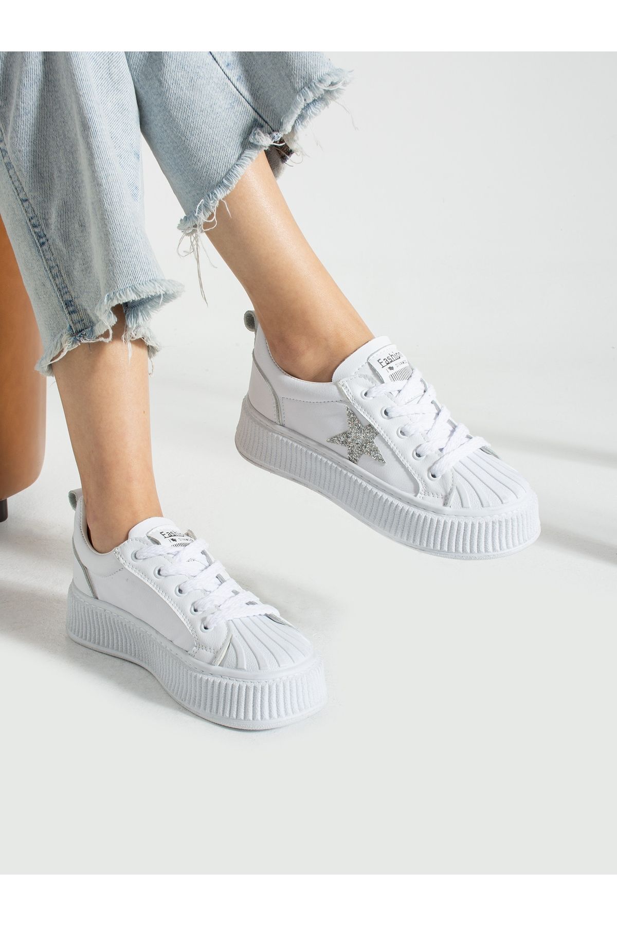 Alemdar Shoes STAR Beyaz Yıldız Detay Kadın Sneakers