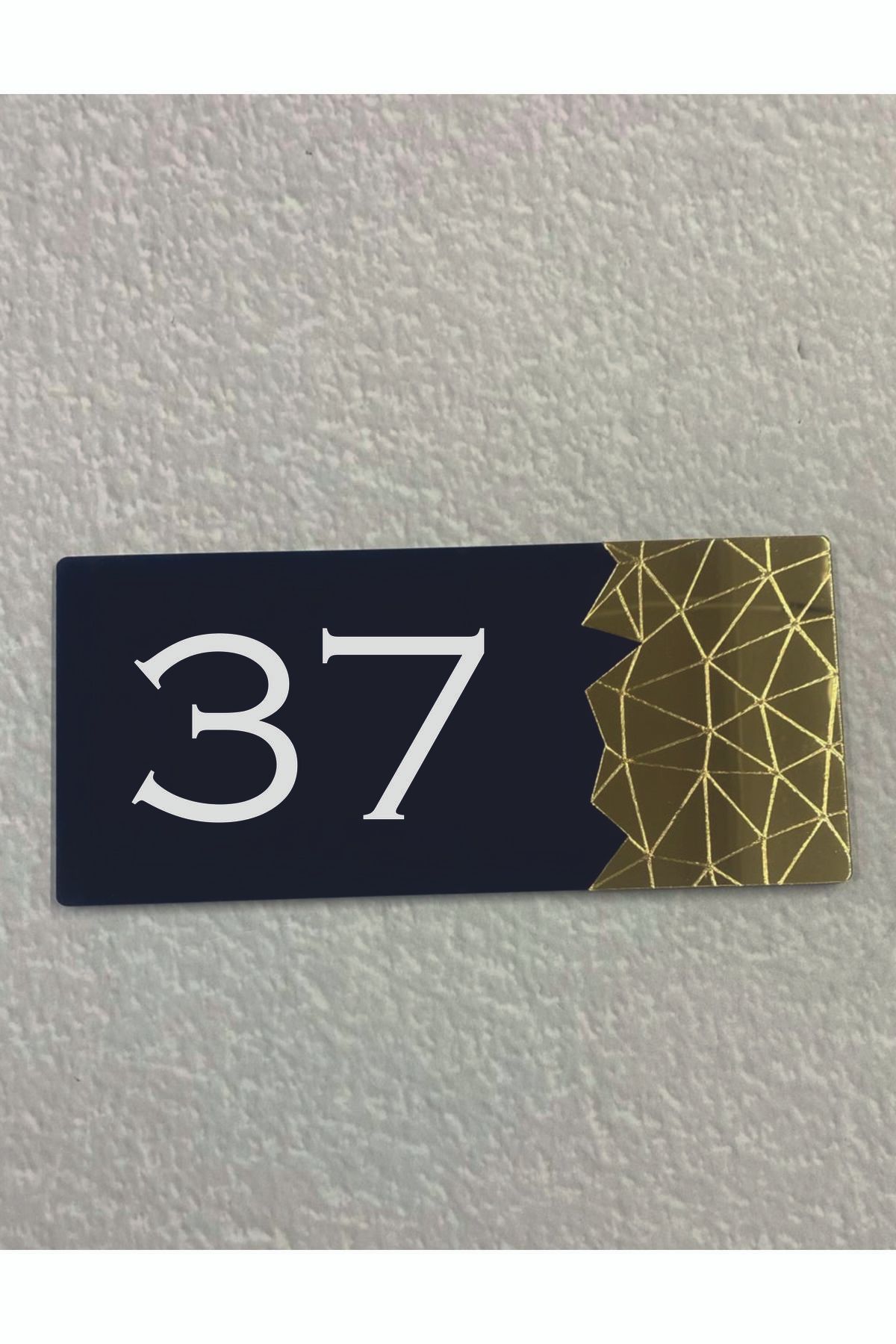 Dekokonsept BlackPearl Serisi  Pleksi Ayna Detaylı Uv Baskılı Apartman Daire Otel Ofis Kapı Numarası Kapı No:37
