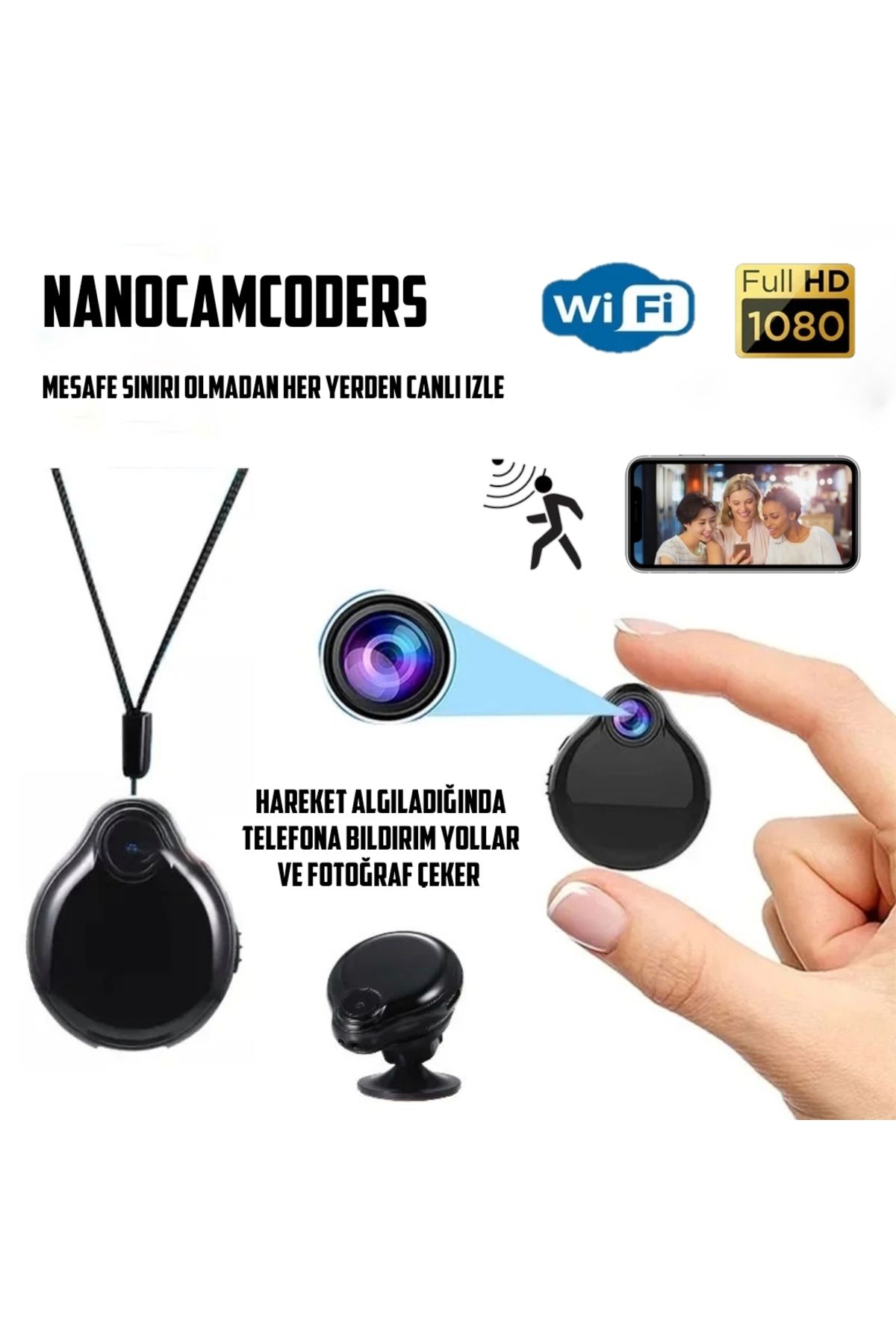 Nanocamcoders 1k 1080p Mini Kolye Wifi Güvenlik Kamerası Mikro Güvenlik Gizli Pır Kamera Uzak Izle Hd Kol89
