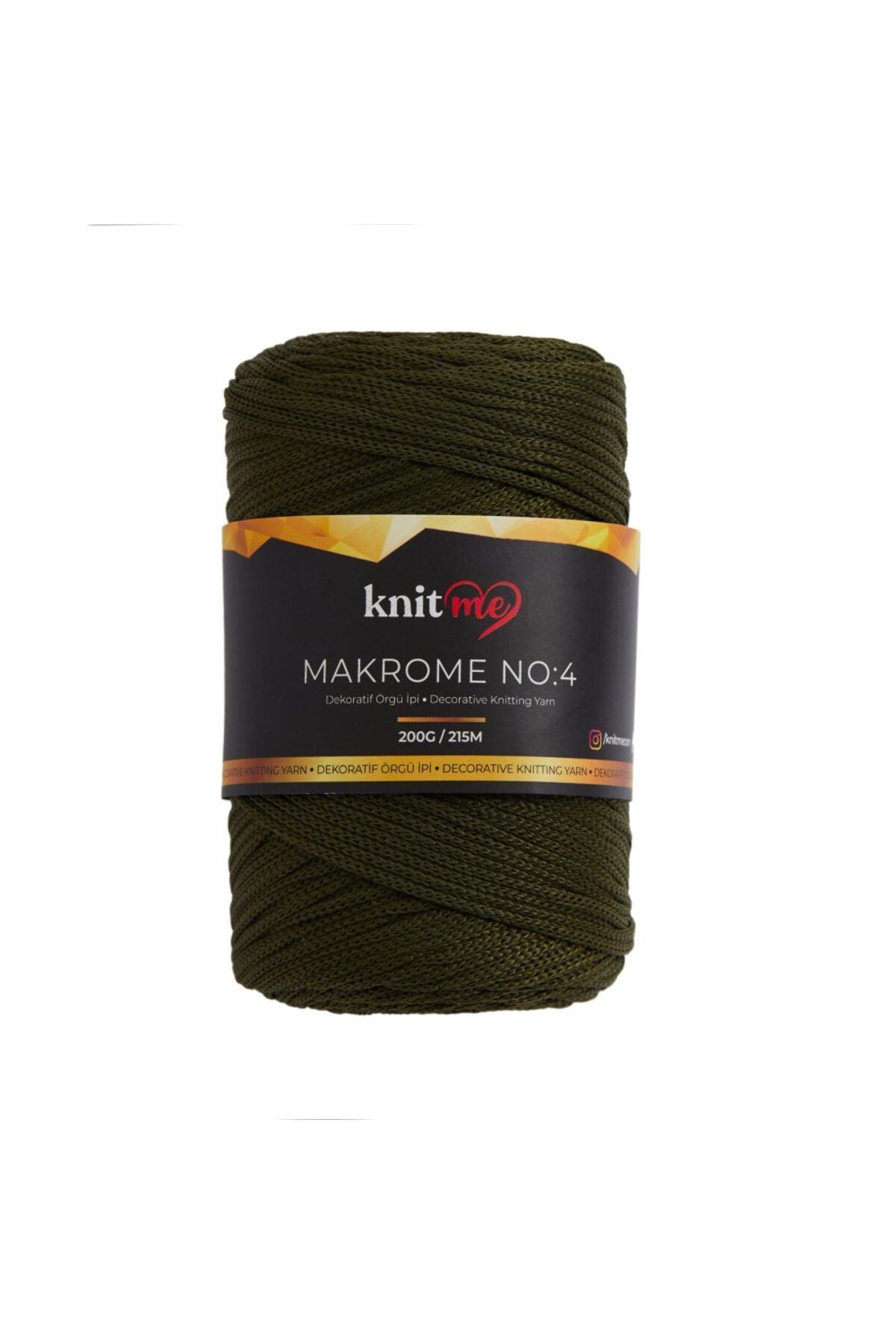 knitme 4 mm Polyester Makrome 200 Gr El Örgü İpi 5380 Haki