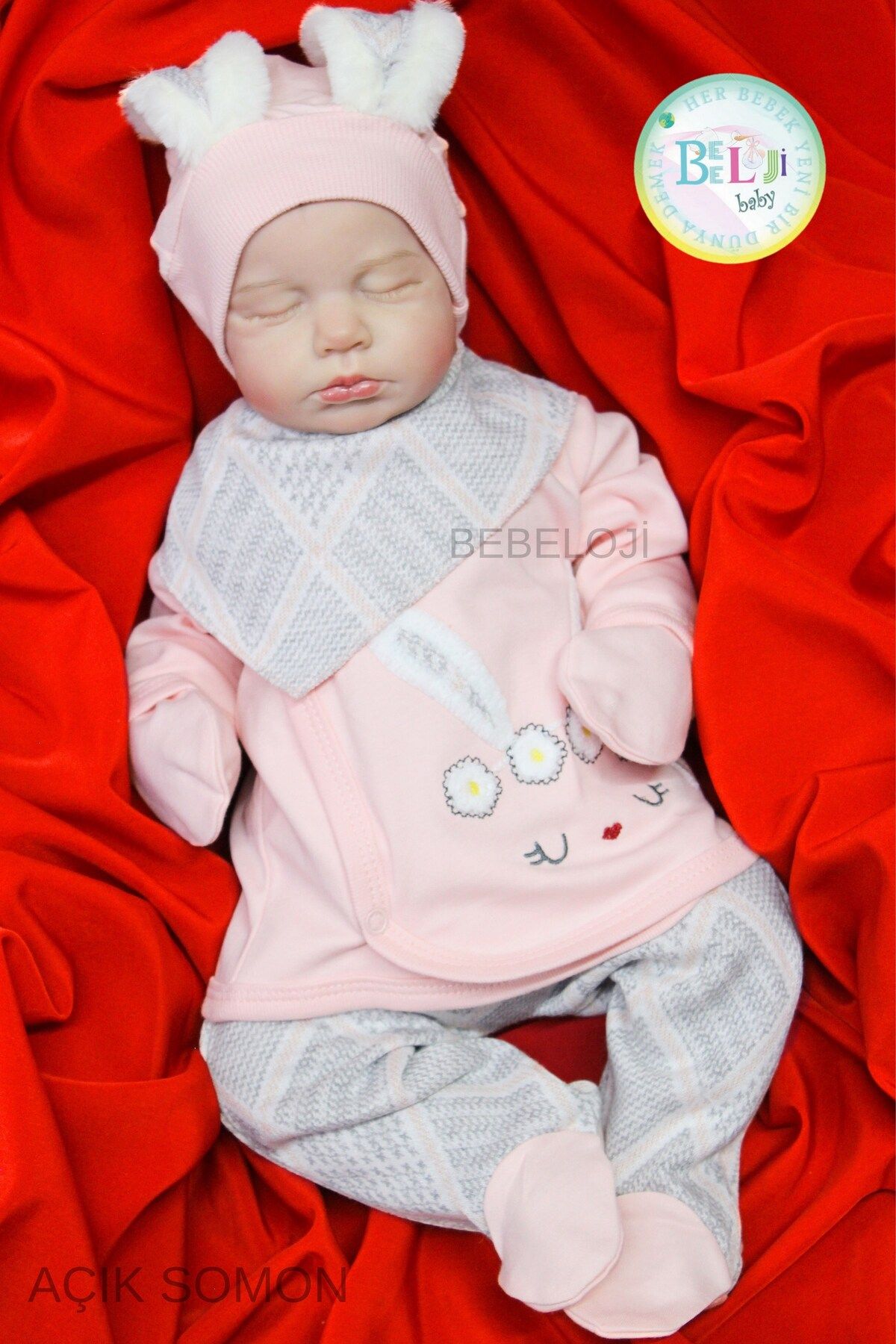 Bebeloji Baby Tavşanlı Kız Bebek Hastane Çıkışı 5'li Set Yenidoğan Kıyafeti kiz hastane cikisi
