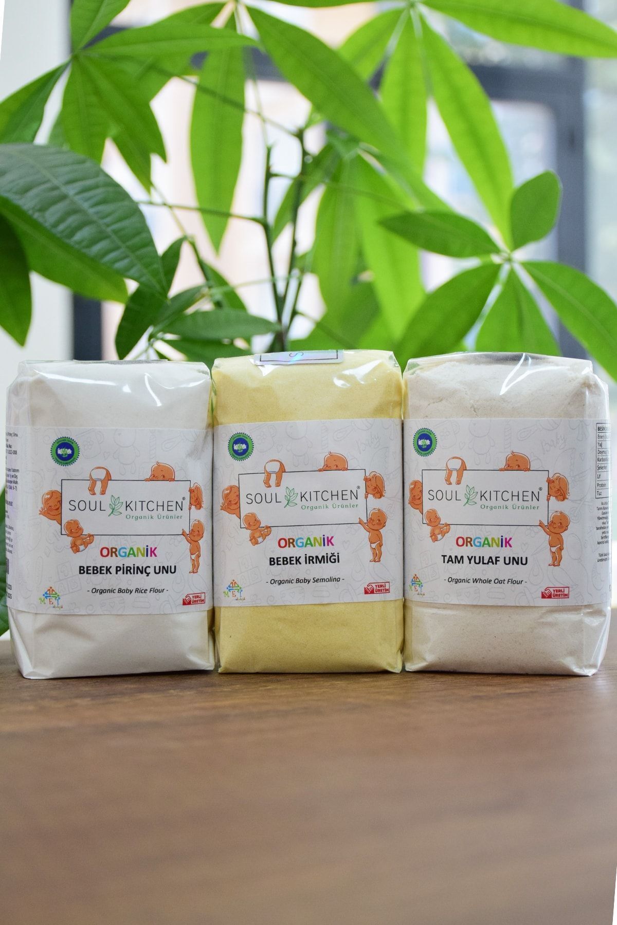 Soul Kitchen Organik Ürünler Organik Bebek İrmiği + Organik Bebek Pirinç Unu + Organik Bebek Yulaf Unu Avantaj Paket (3x250gr)