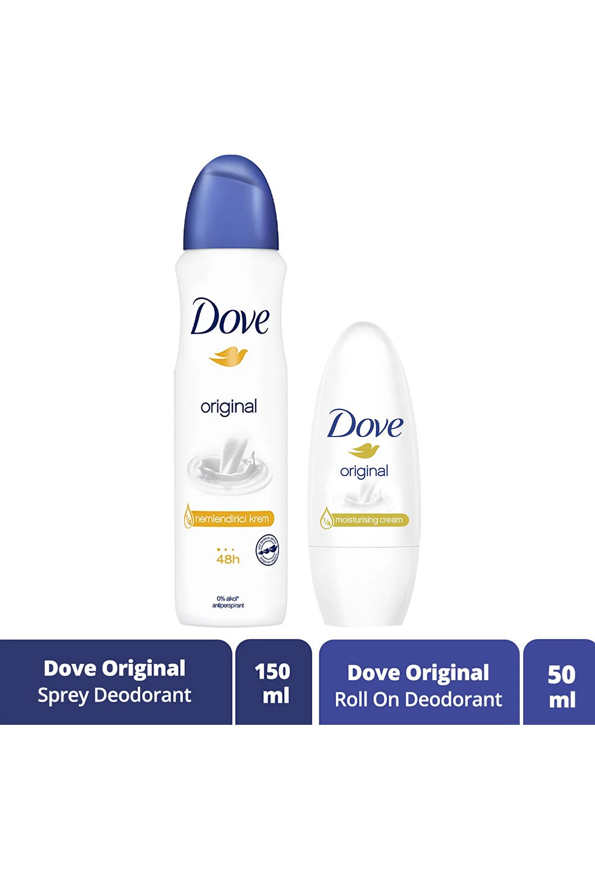 Dove Kadın Sprey Deodorant Original 150 ml Kadın Roll On Deodorant Original 50 ml
