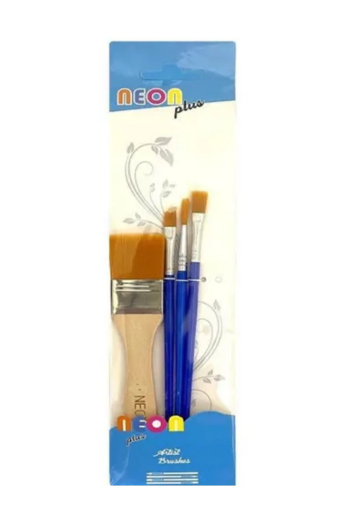 NEON PLUS Sanatsal Yağlı Boya Fırça Seti Zemin Fırçası Yağlı Sulu Ve Akrilik Boya Fırça Set 4'lü