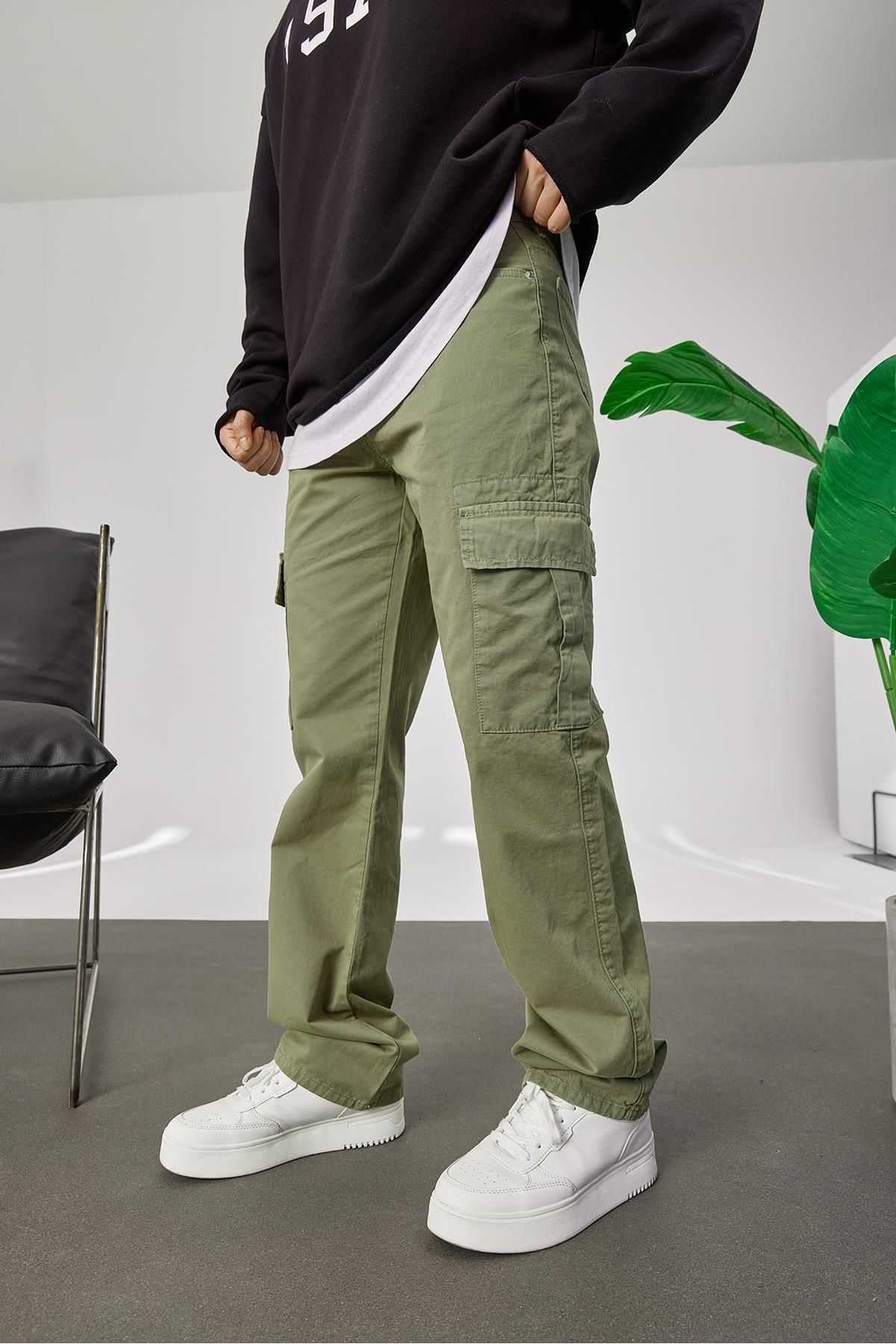 NOMARC 5211 Kargo Cepli Yeşil Gabardin Pantolon