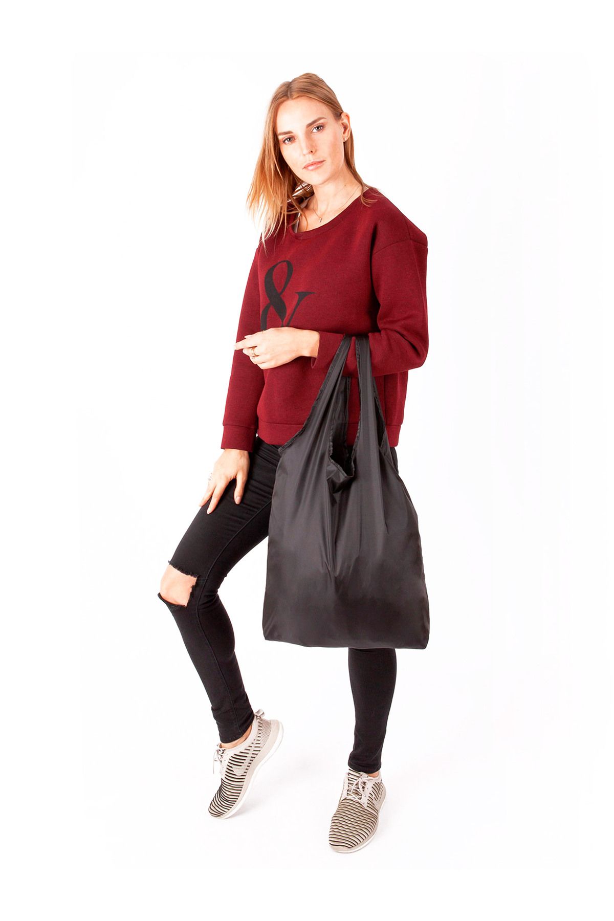 MonoGram 2 Adet Ithal Kumaş Katlanır Alışveriş Çantası