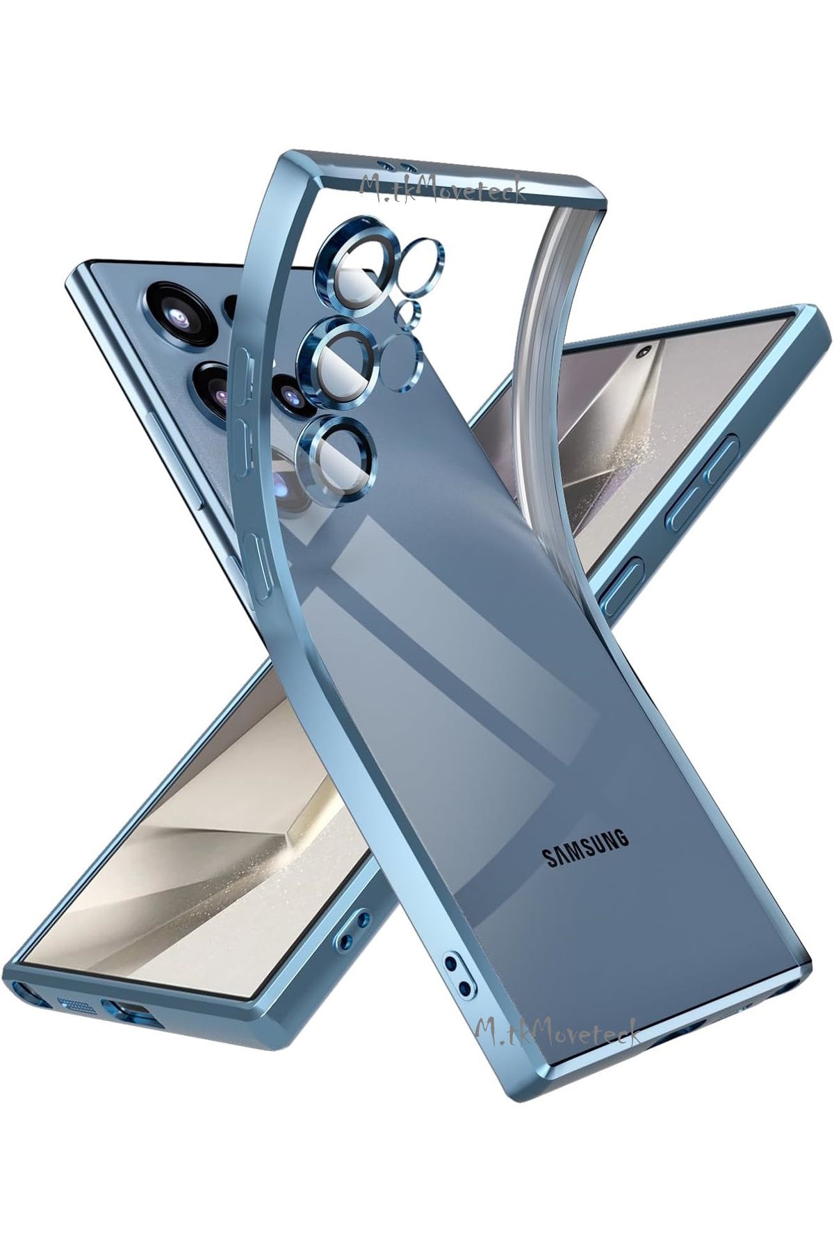 m.tk moveteck Samsung Galaxy S24 Ultra Kılıf Tam Kamera Korumalı Metalik Parlak Renkli Kenar Yumuşak Silikon ince