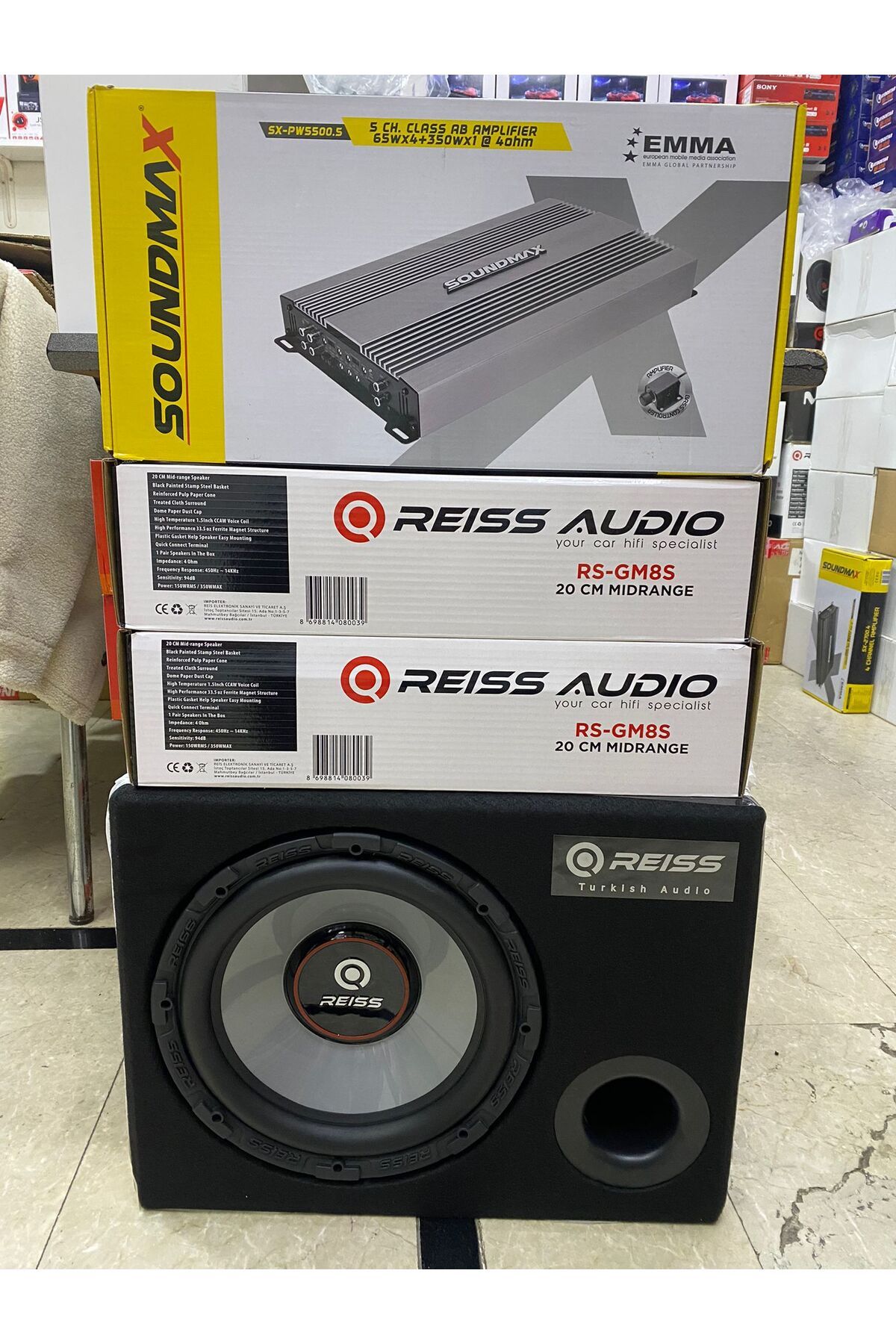 REISS AUDIO Reıss 30cm Bass Soundmax 5 Kanallı Anfi Reıss Iki Takım 20cm Midrange