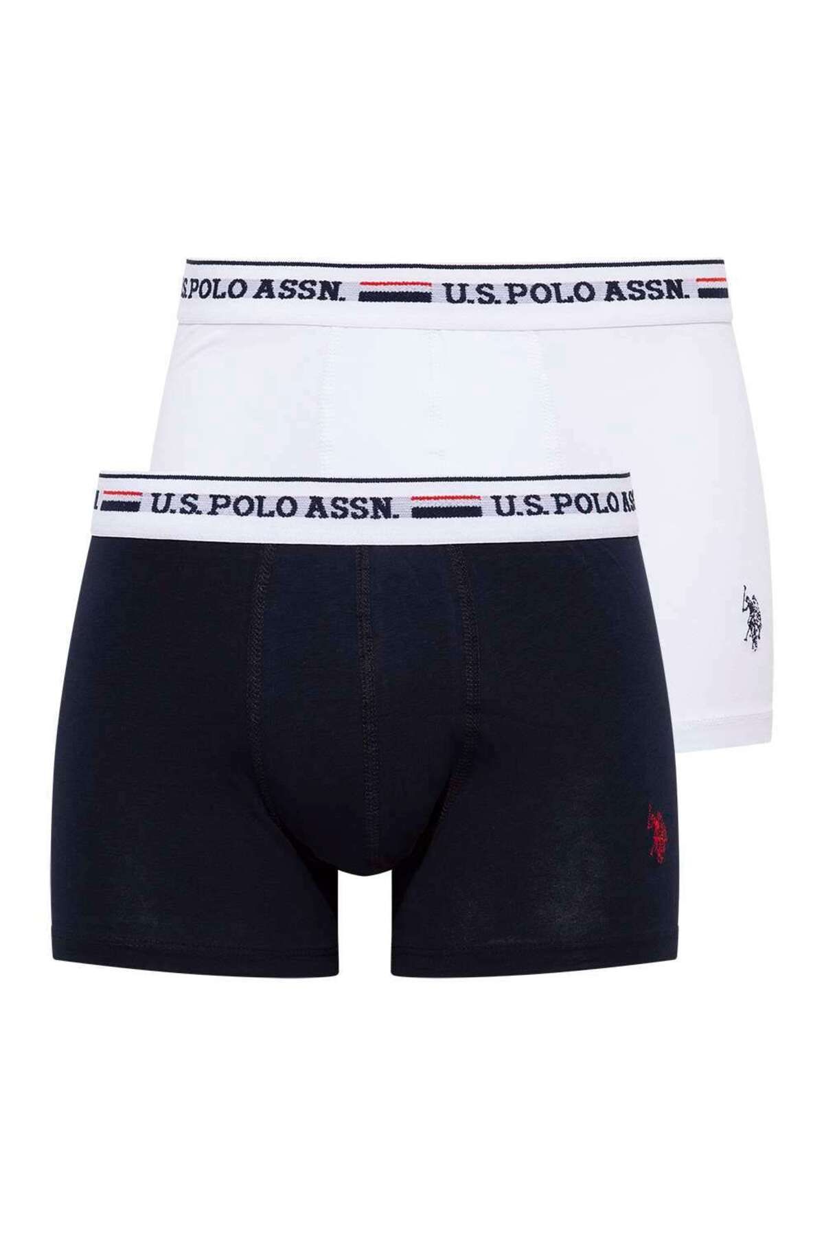 U.S. Polo Assn. Erkek Beyaz - Lacivert 2 Li Boxer 80369