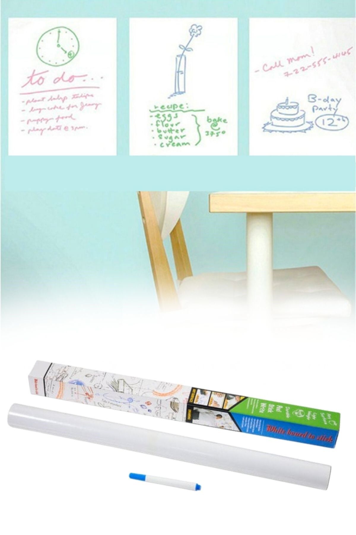 Buffer ® Silinebilir Kalemli Sticker  Duvara Yapışabilen Yazı Tahtası 60x200 cm