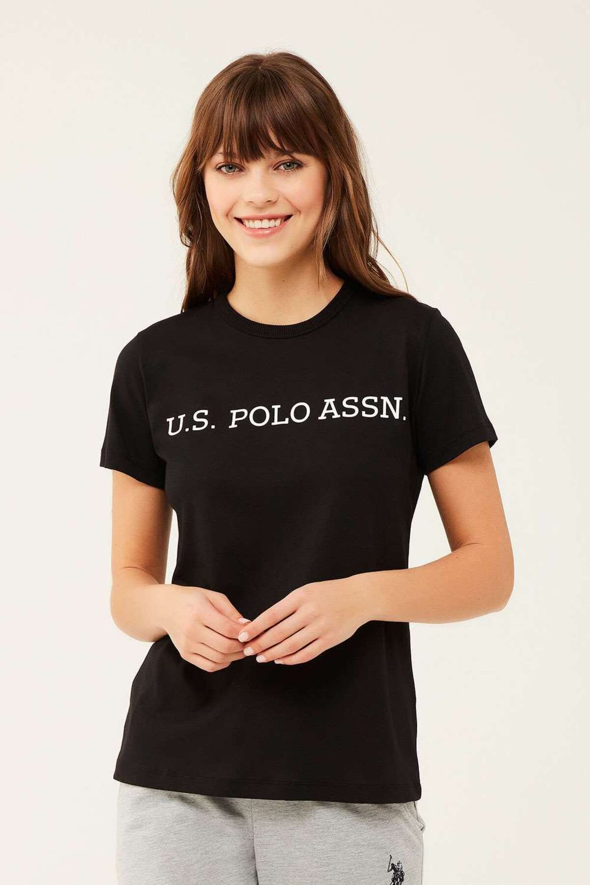U.S. Polo Assn. Kadın Siyah Yuvarlak Yaka T-shirt