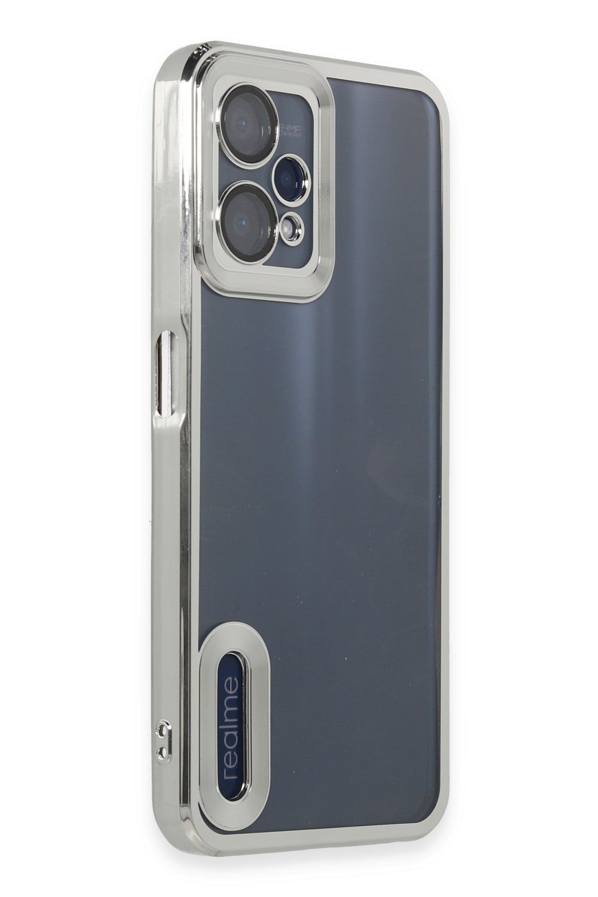 cepmoda Realme 9 Pro 5g Kamera Korumalı Yanları Renkli Silikon Telefon Kılıfı - Lazer Kapak Gümüş