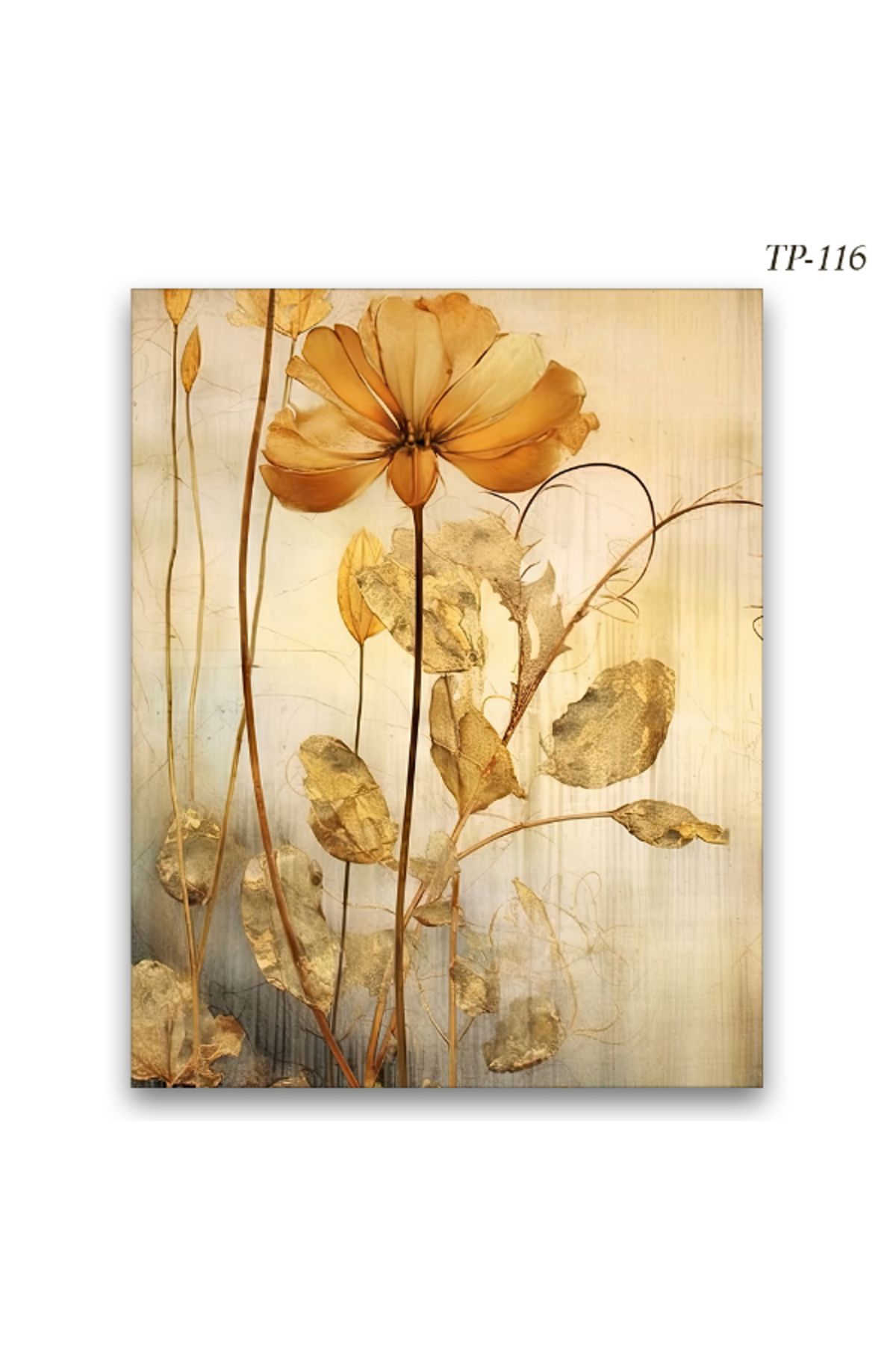 Evimona Yağlı Boya Görünümlü Soyut Çiçek MDF Tablo
