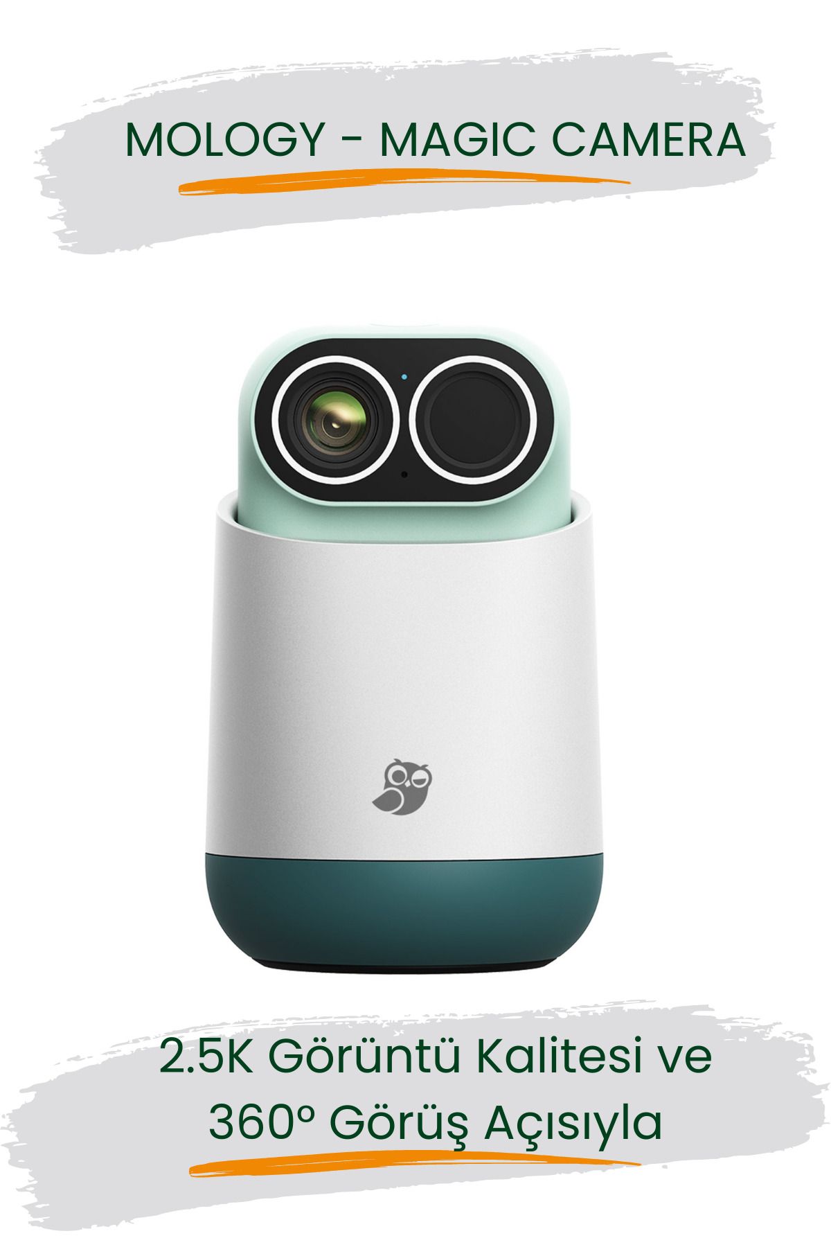 MOLOGY Yapay Zeka Destekli - Akıllı Kamera - 360° Derece Görüş 2.5k Görüntü Kalitesi Bebek Kamerası