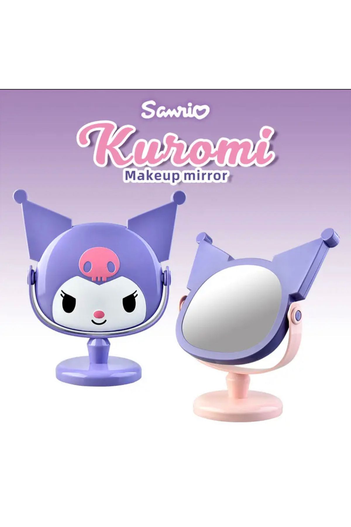 synshop Kawaii Sanrio Kuromi Köstebek 3 Boyutlu Masa Üstü Güzellik Makyaj Aynası
