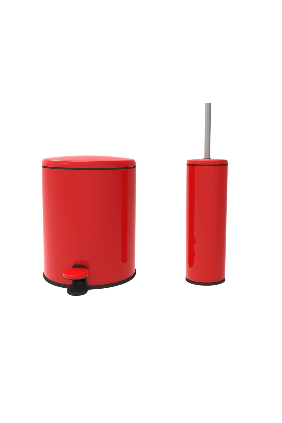 Prima Nova Cigo Çöp Kovası Tuvalet Fırçası Set 2li Kırmızı