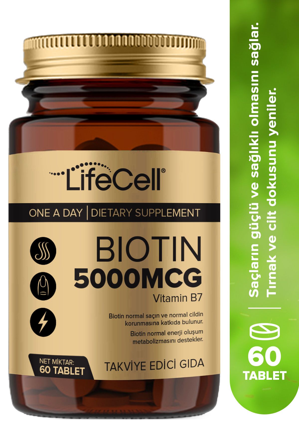 Lifecell Biotin 5000 Mcg - Saç Ve Tırnak Vitamini Gıda Takviyesi