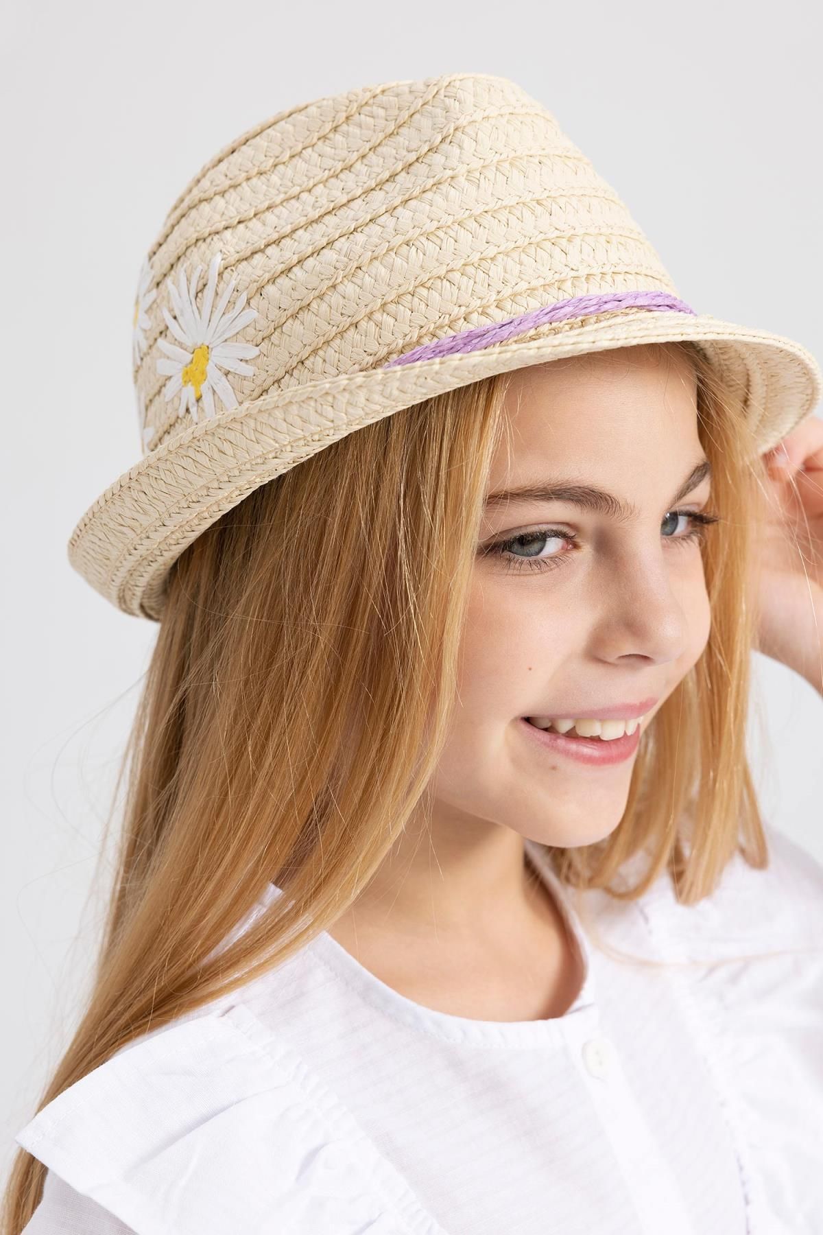 Defacto Kız Çocuk Nakışlı Hasır Şapka Z6208a623sm