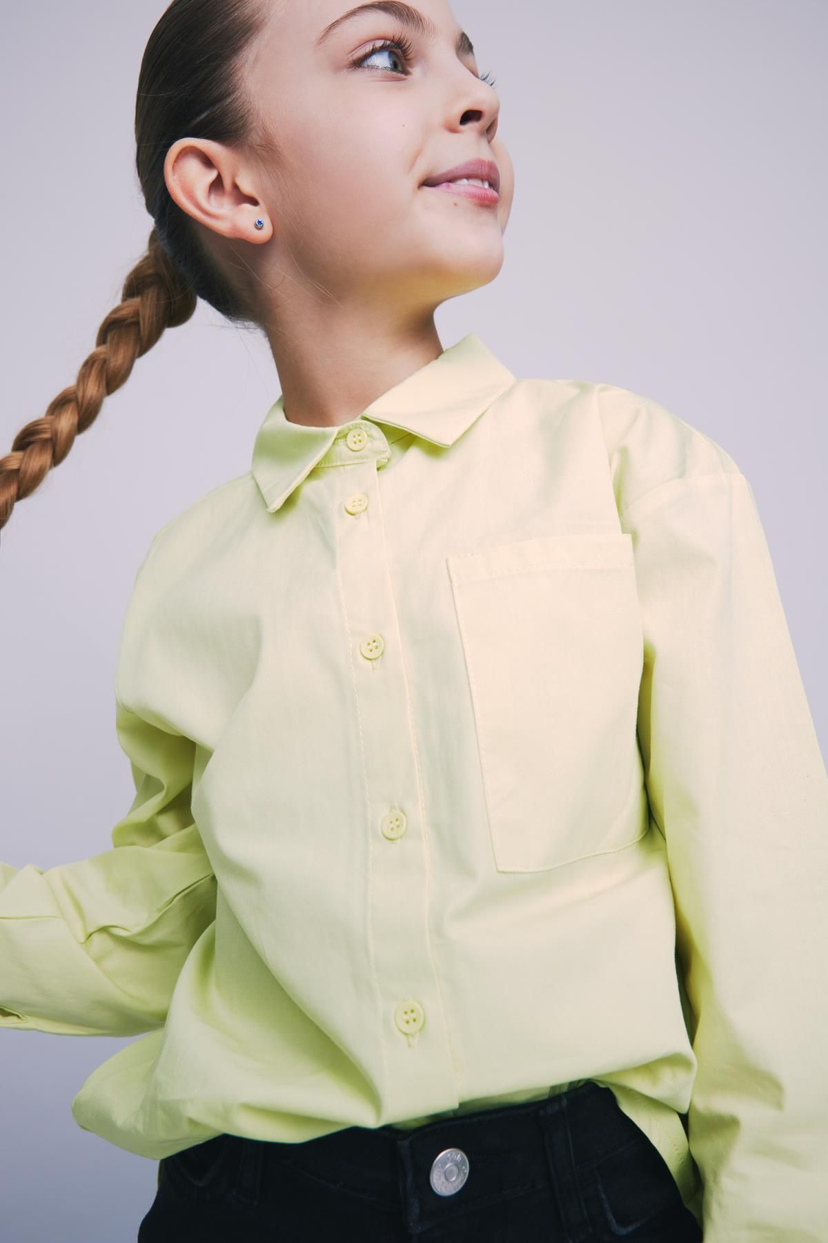 Defacto Kız Çocuk Oversize Poplin Uzun Kollu Gömlek Z4894a623sp
